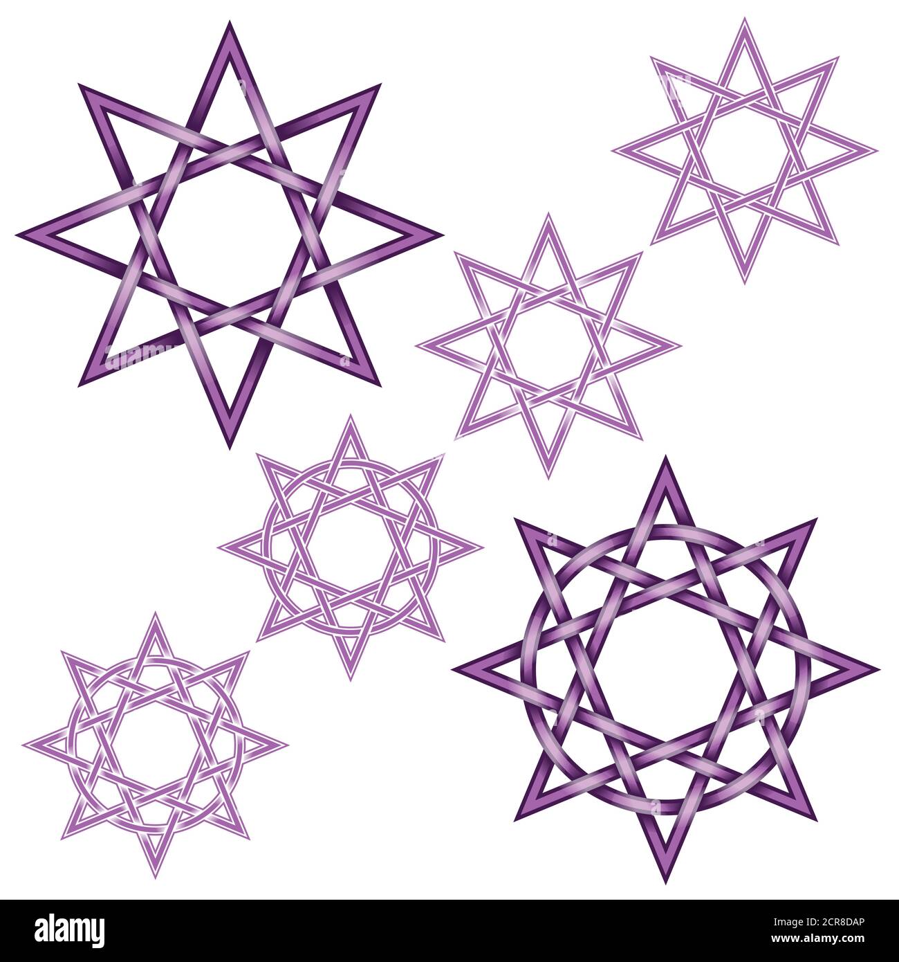 Vektor-Illustration von acht spitzen Stern mit Kreis verflochten, einfach zu bearbeiten und Farben zu ändern, alle auf weißem Hintergrund Stock Vektor