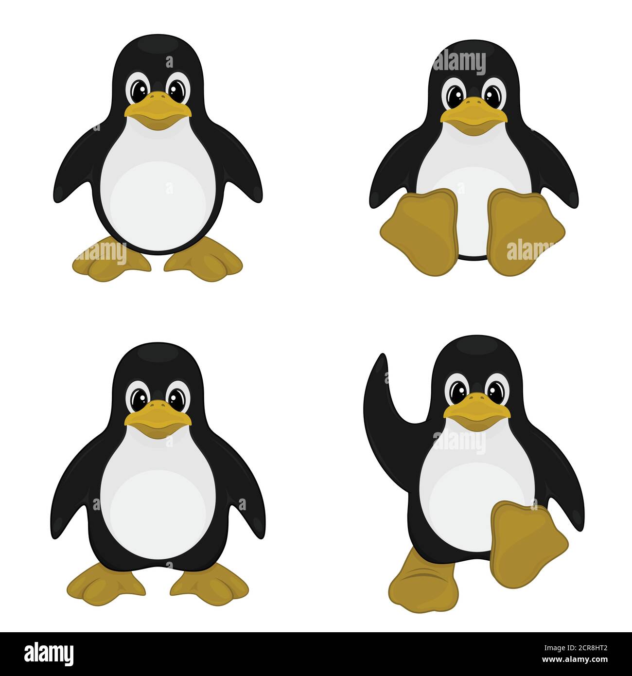 Vektor-Design von vier niedlichen Pinguine, niedlichen Cartoon, auf einem weißen Hintergrund Stock Vektor
