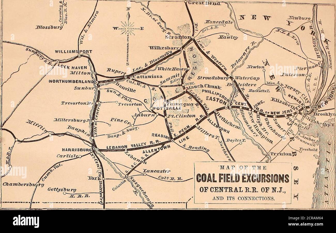 Reiseführer der Central Railroad von New Jersey, und ihre Verbindungen  durch die Kohlefelder von Pennsylvania. RS, FEABK1IN QUADRATISCH. 1864. V53  trat, gemäß dem Gesetz des Kongresses, im Jahr tausendachthundert und  vierundsechzig,