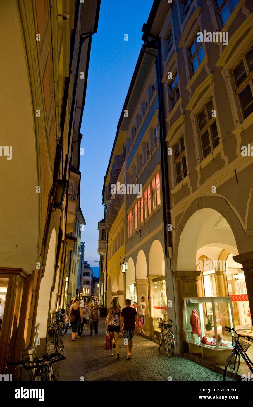 Italien Südtirol Bozen Altstadt Laubengasse Stockfoto