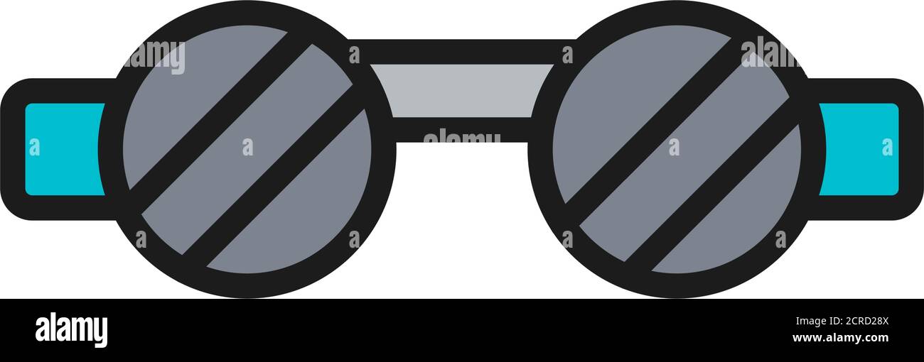 Schweißer Schutzbrille, Augenschutz flache Farbe Linie Symbol. Stock Vektor