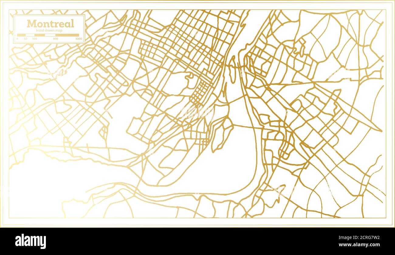 Montreal Kanada Stadtplan im Retro-Stil in goldenen Farben. Übersichtskarte. Vektorgrafik. Stock Vektor