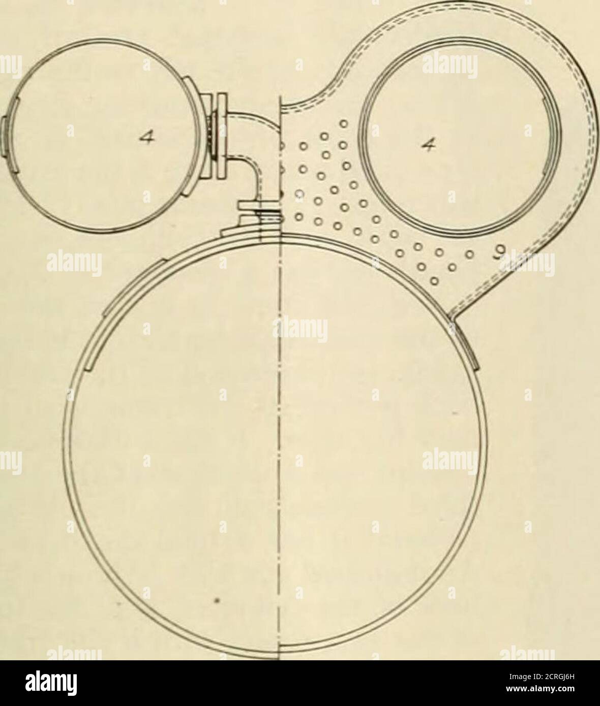 . Eisenbahn- und Lokomotivbau: Eine praktische Zeitschrift für Triebkraft und Schienenfahrzeuge. % in. Rückseite der Außenseite der vorderen Rohrschnur, durch Trommeln 30 in. Außendurchmesser und % in. Dick. Diese Fässer sind mit der Kesselschale durch jeweils zwei Ellbogenverbindungen verbunden. Diese sind abwechselnd 21 J/4 in. Auseinander, und die Rohre in 6j4 in- Durchmesser Januar, 1925 EISENBAHN-UND LOCOMOTIE ENGINEERING Löcher in den Trommeln. Die Ellbogen werden mit den Flanken gegossen und sind an jedem Ende mit den kugelförmigen Erdverbindungen, des gewöhnlichen Typs, mit den Flanschen verbunden, die zu den Kathedralen und dem Schelle vernietet sind Stockfoto