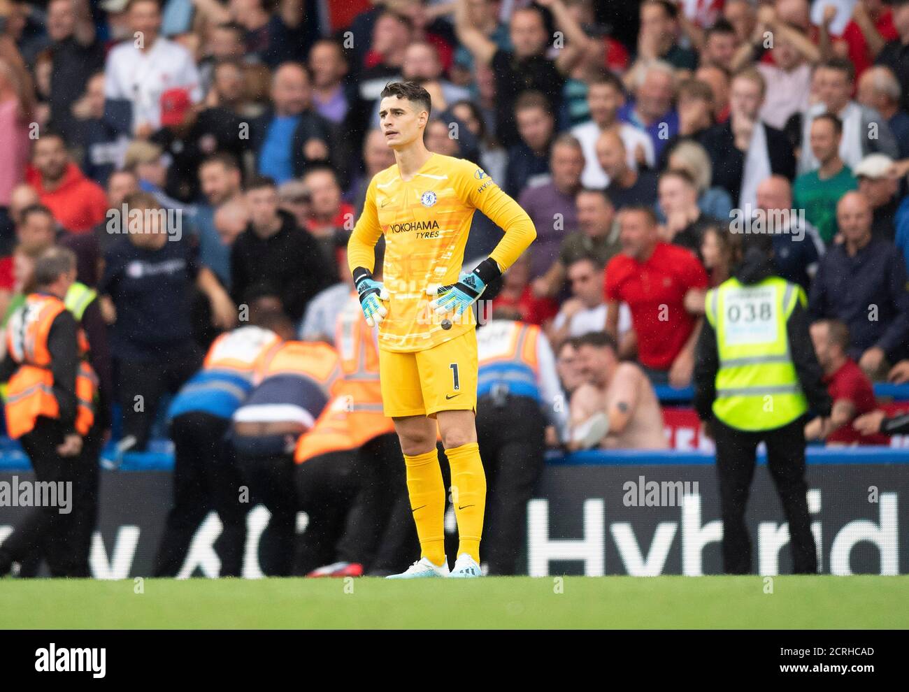 Chelsea's Kepa Arrizabalaga dejected after Sheffield Utd equalize 2-2 PHOTO CREDIT : © MARK PAIN / ALAMY STOCK PHOTO Stockfoto