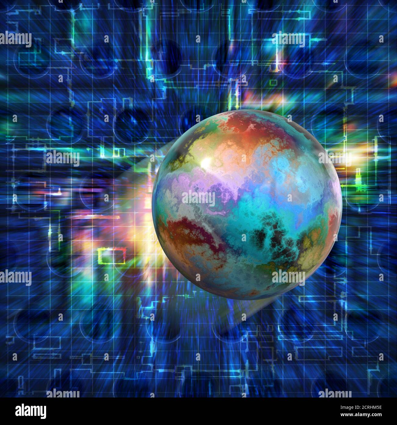 Quantum Computing Konzept und Qubits Stockfoto