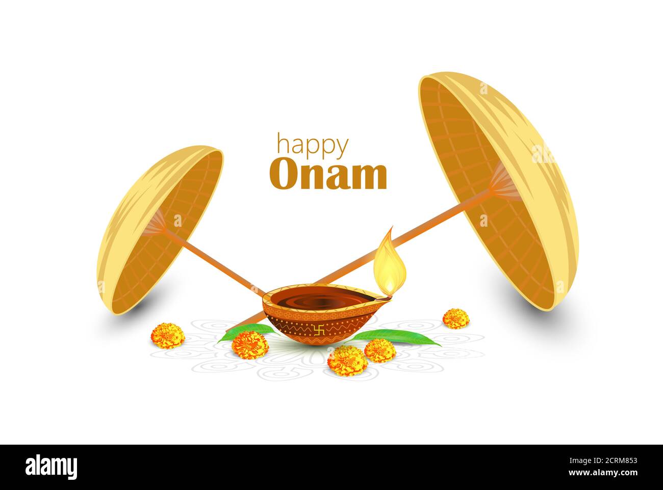 Happy Onam ein sehr berühmtes südindisches Festival von Indien. Kathakali Gesicht Vektor Design ein klassischer Tanz von Kerala Indien Stock Vektor