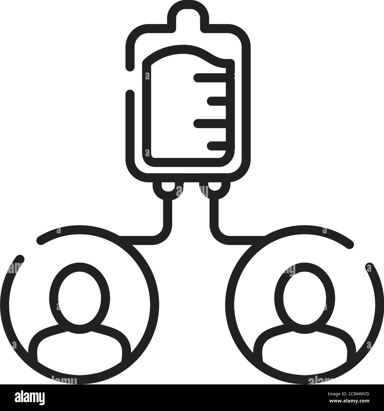 Symbol für schwarze Linie der Bluttransfusion. Spenden, Wohltätigkeitskonzept. Weltblutspendertag. Piktogramm für Web, mobile App, Promo. UI-UX-Designelement Stock Vektor