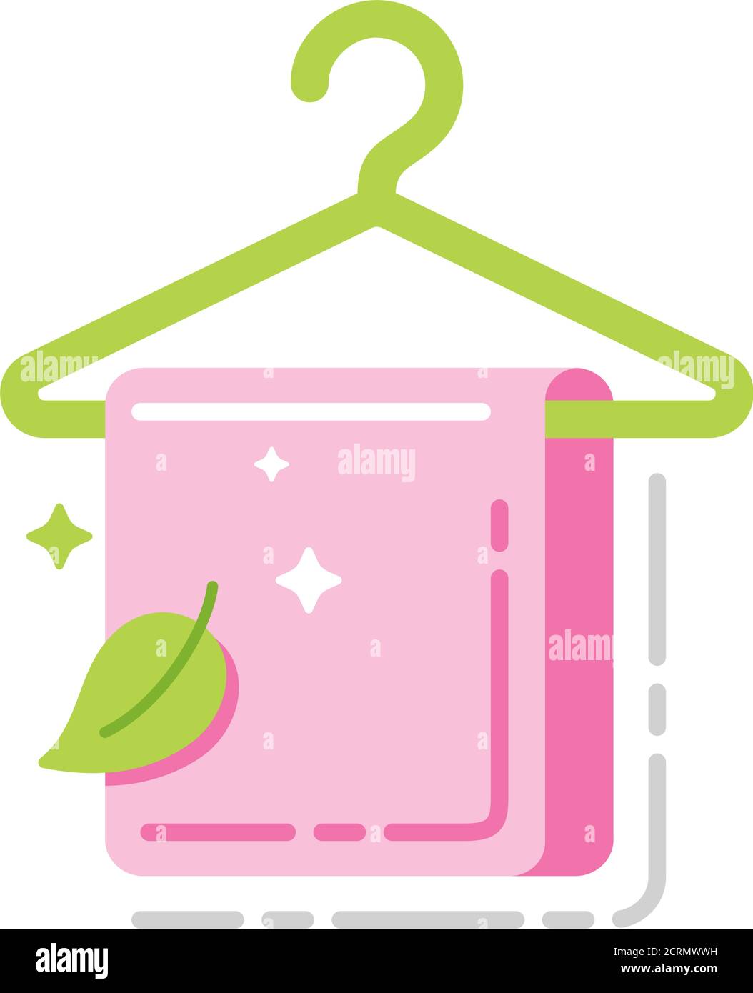 Handtuch auf einem Kleiderbügel flache Farbe Symbol. Melden Sie sich für Webseite, mobile App, Banner an. Isolierte Vorlage. Stock Vektor