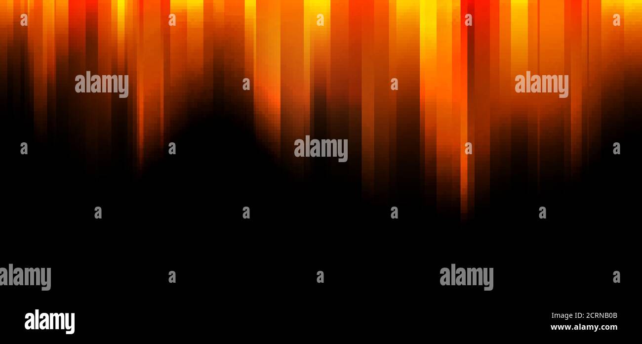 Abstrakte orange und gelbe Verlaufsstreifen Bewegungsunschärfe auf schwarzem Hintergrund Textur. Vektorgrafik Stock Vektor