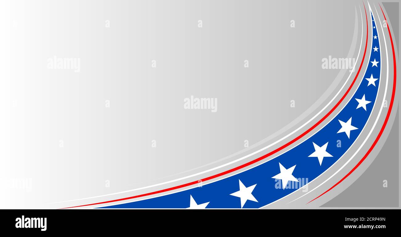 American abstrakte Flagge Banner Hintergrund Wellenmuster mit einem leeren Raum für Text. Stock Vektor
