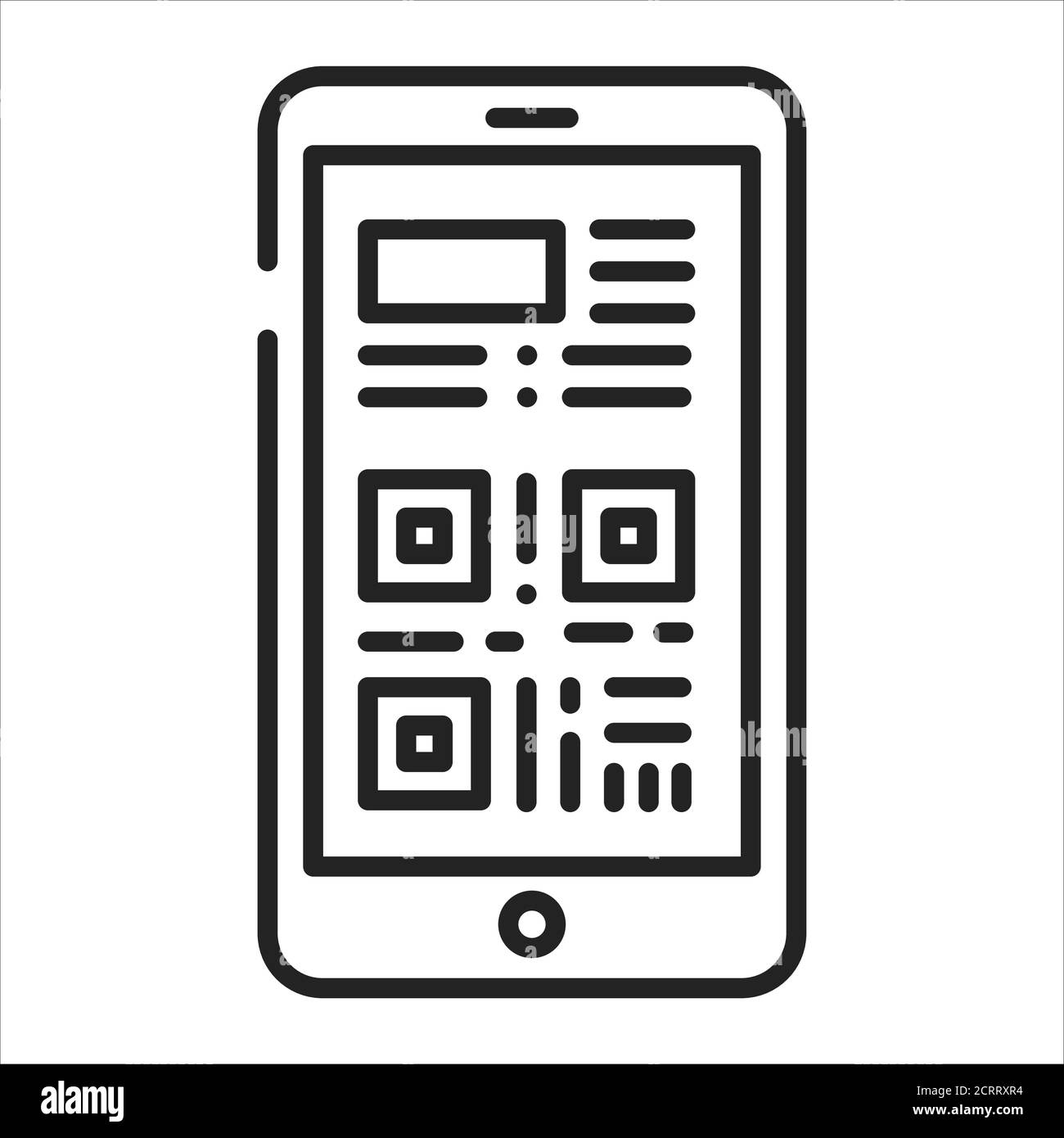 Bordkarte im Smartphone-Symbol mit schwarzer Linie. Screenshot oder Link eines Tickets in einem Gerät. Piktogramm für Webseite, mobile App, Promo. UI UX GUI DESIGN Stock Vektor