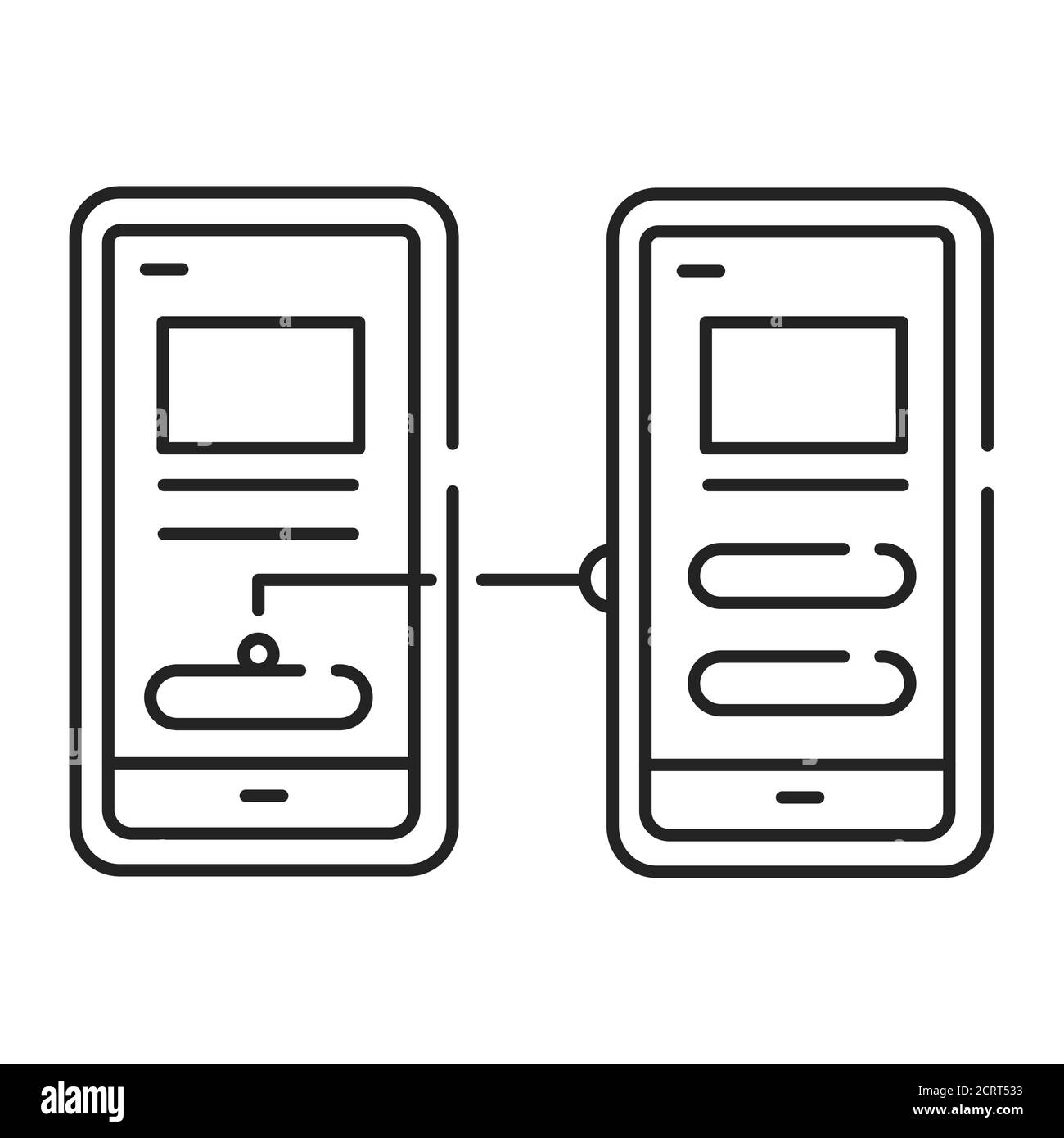 Symbol für schwarze Linie des Prototyps. Arbeitsbeispiel, durch das ein neues Modell oder eine neue Version eines vorhandenen Produkts abgeleitet werden kann. Piktogramm für mobile App Stock Vektor