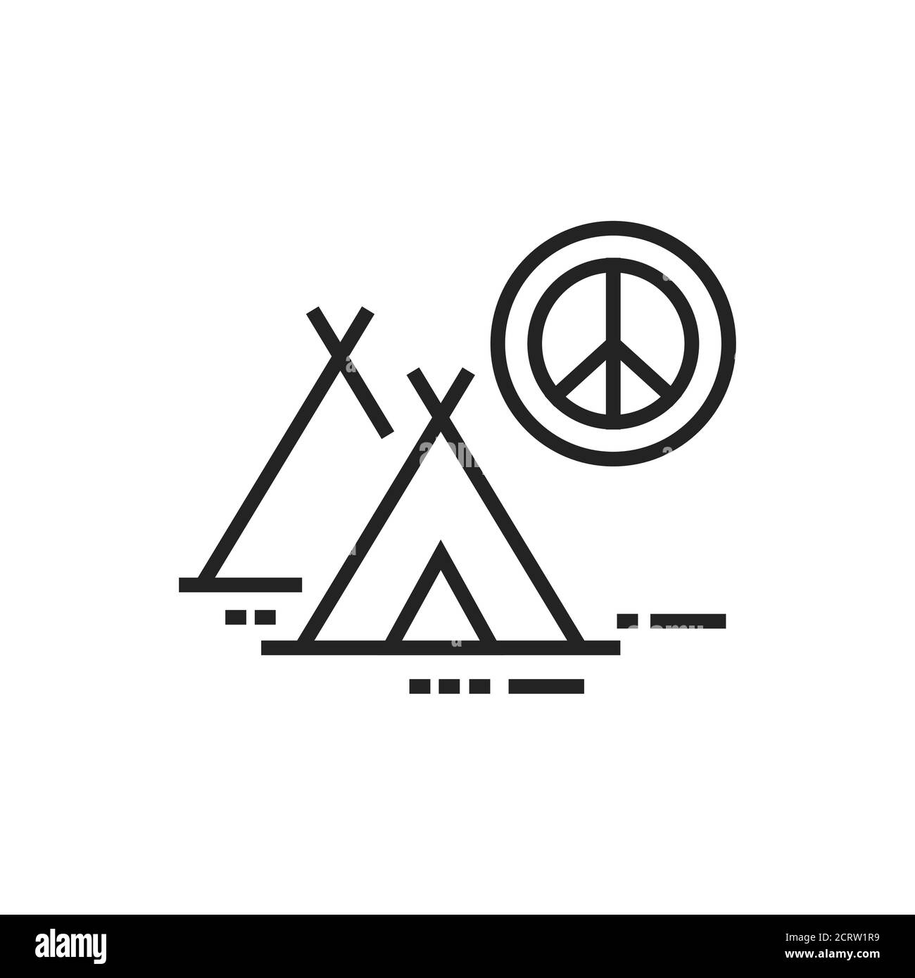 Schwarzes Friedenslager-Symbol. Anti-Kriegs-Bewegung. Friedlicher Protest. . Piktogramm für Webseite, mobile App, Promo. Bearbeitbare Kontur. Stock Vektor