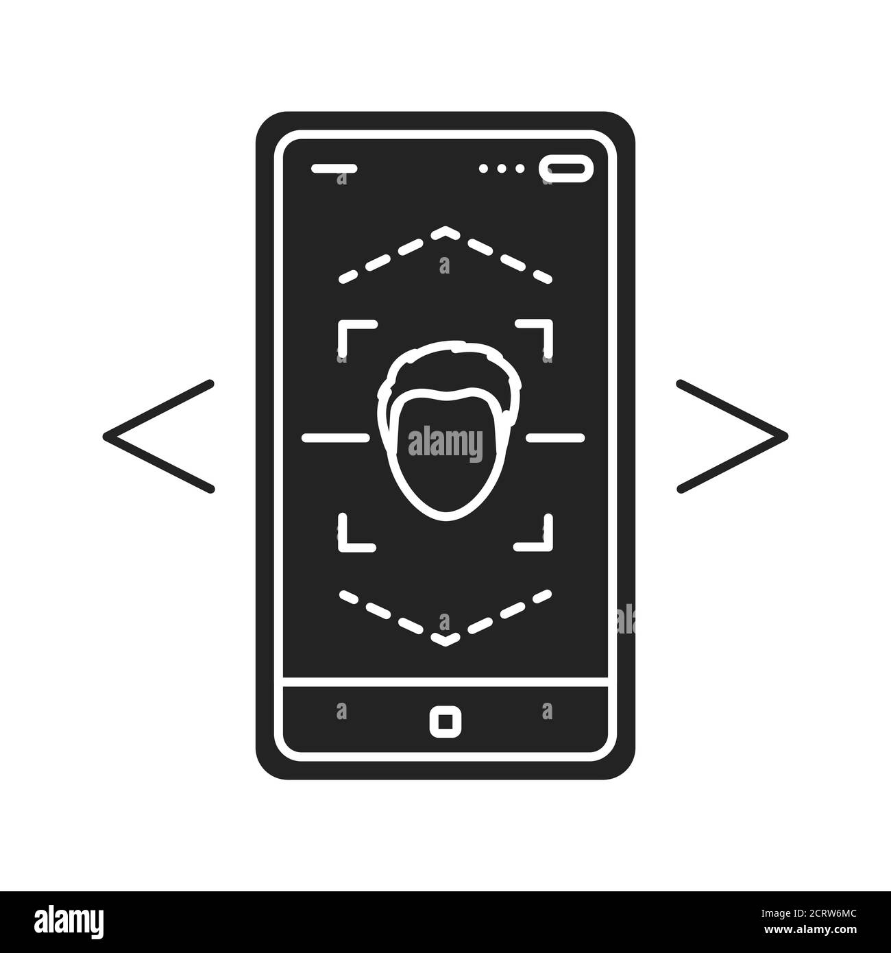 Augmented Reality Gesichtserkennung schwarzes Glyphen-Symbol. Biometrisches Scannen. Identifikationsperson. Piktogramm für Webseite, mobile App, Promo. UI-UX-GUI Stock Vektor