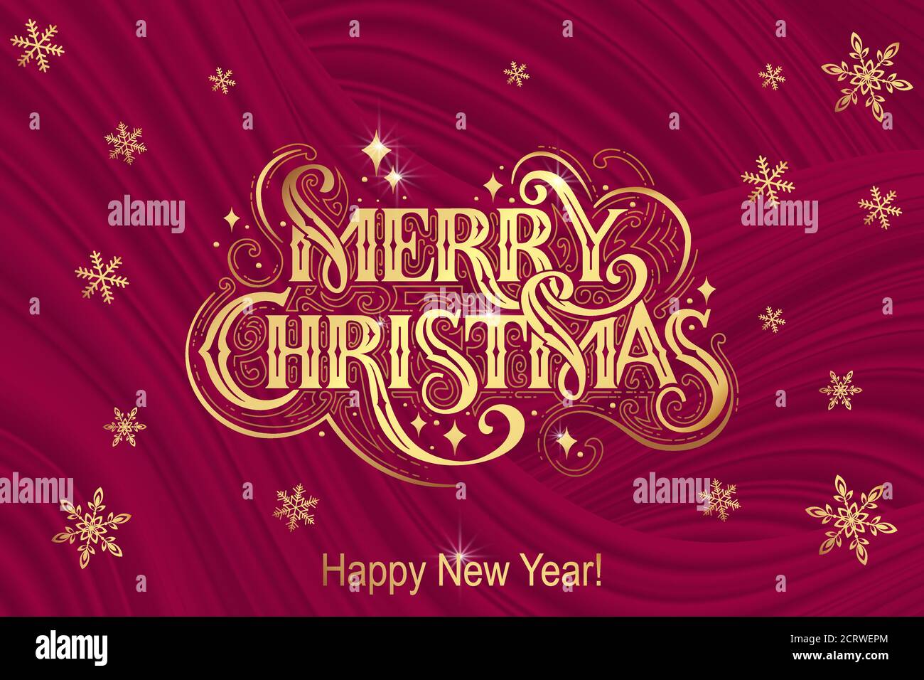 Frohe Weihnachten und Frohe Neujahr Vintage Hintergrund mit Typografie. Von Händen gezeichnet. Vektorbild. Stock Vektor