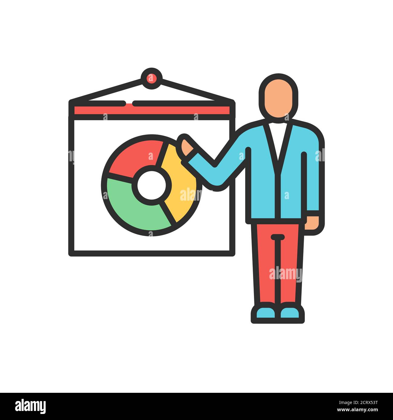 Symbol für die Farblinie der Finanzstrategie. Finanzielle kurz- und langfristige Ziele. Piktogramm für Webseite, mobile App, Promo. UI UX GUI Design Element. Editierbar Stock Vektor