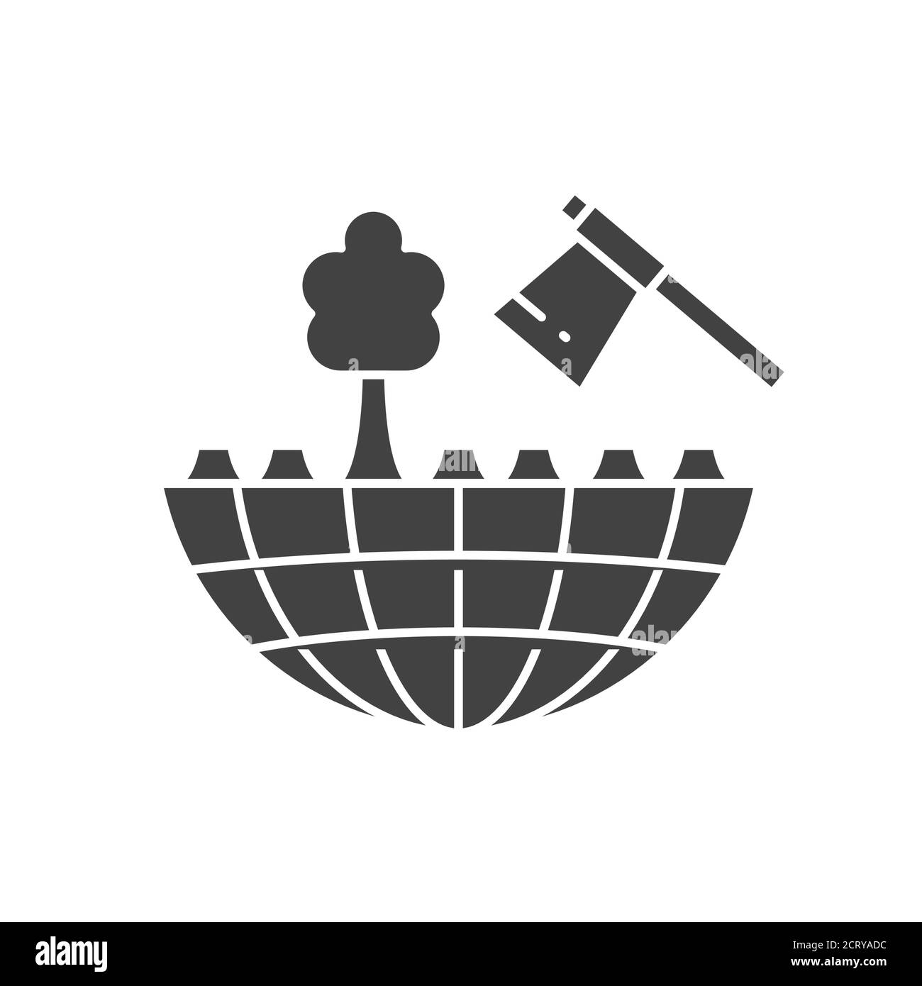 Symbol für Entwaldung mit schwarzer Glyphe. Umweltprobleme. Für Webseite, App anmelden. UI UX GUI Design Element. Stock Vektor