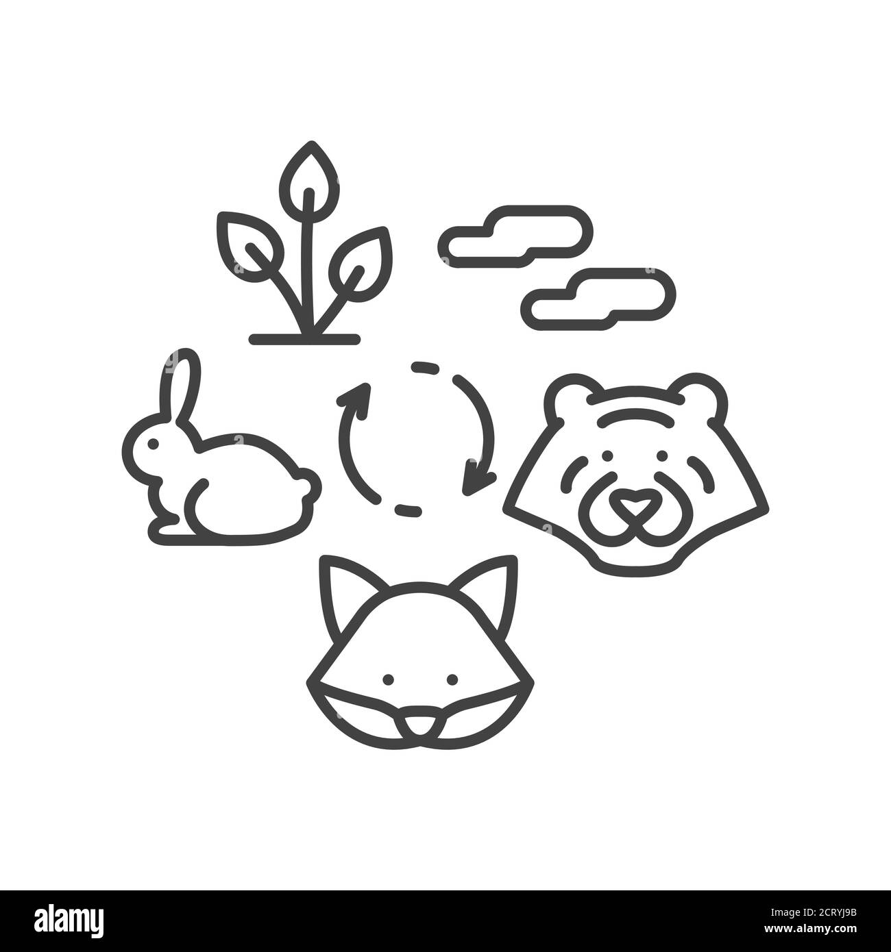 Symbol für die schwarze Linie der Lebensmittelkette. Natur essen Modell. Für Webseite, App anmelden. UI UX GUI Design Element. Bearbeitbare Kontur. Stock Vektor