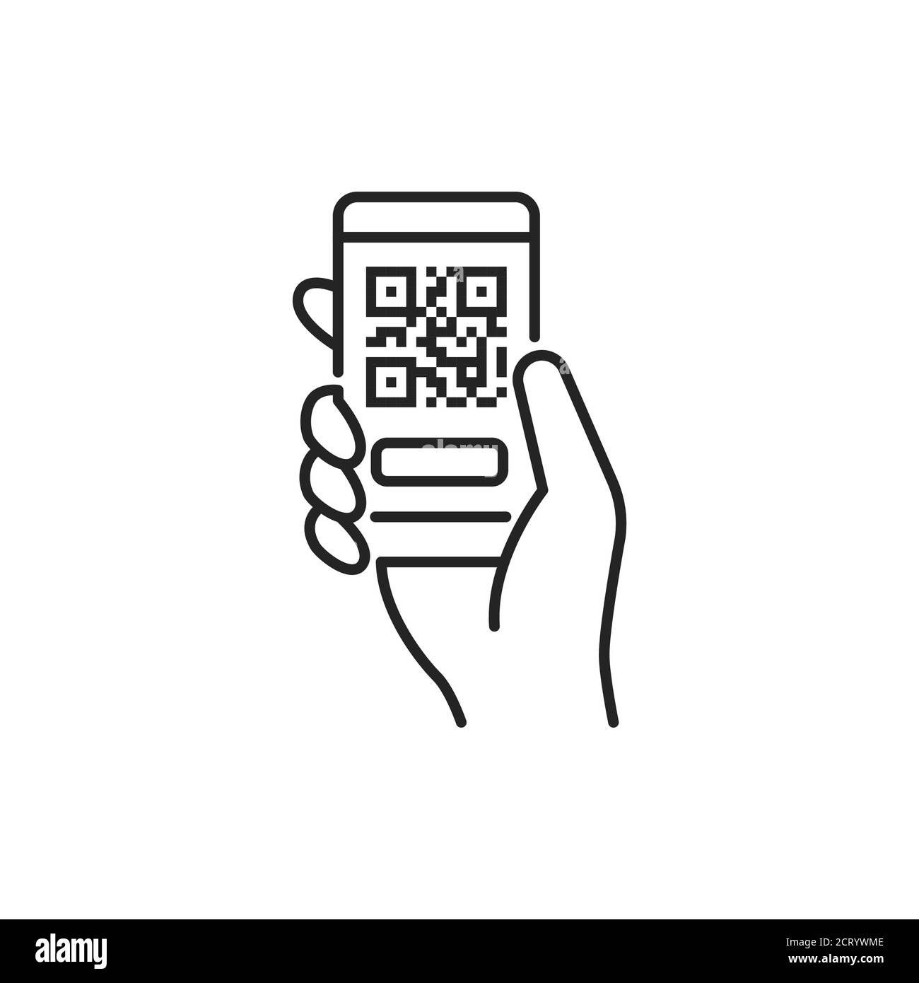 Mobile Anwendung, QR-Code Scannen in Smartphone schwarze Linie Symbol.  Vermietung von öffentlichen Verkehrsmitteln. Piktogramm für Web, mobile  App, Promo. UI-UX-Designelement Stock-Vektorgrafik - Alamy