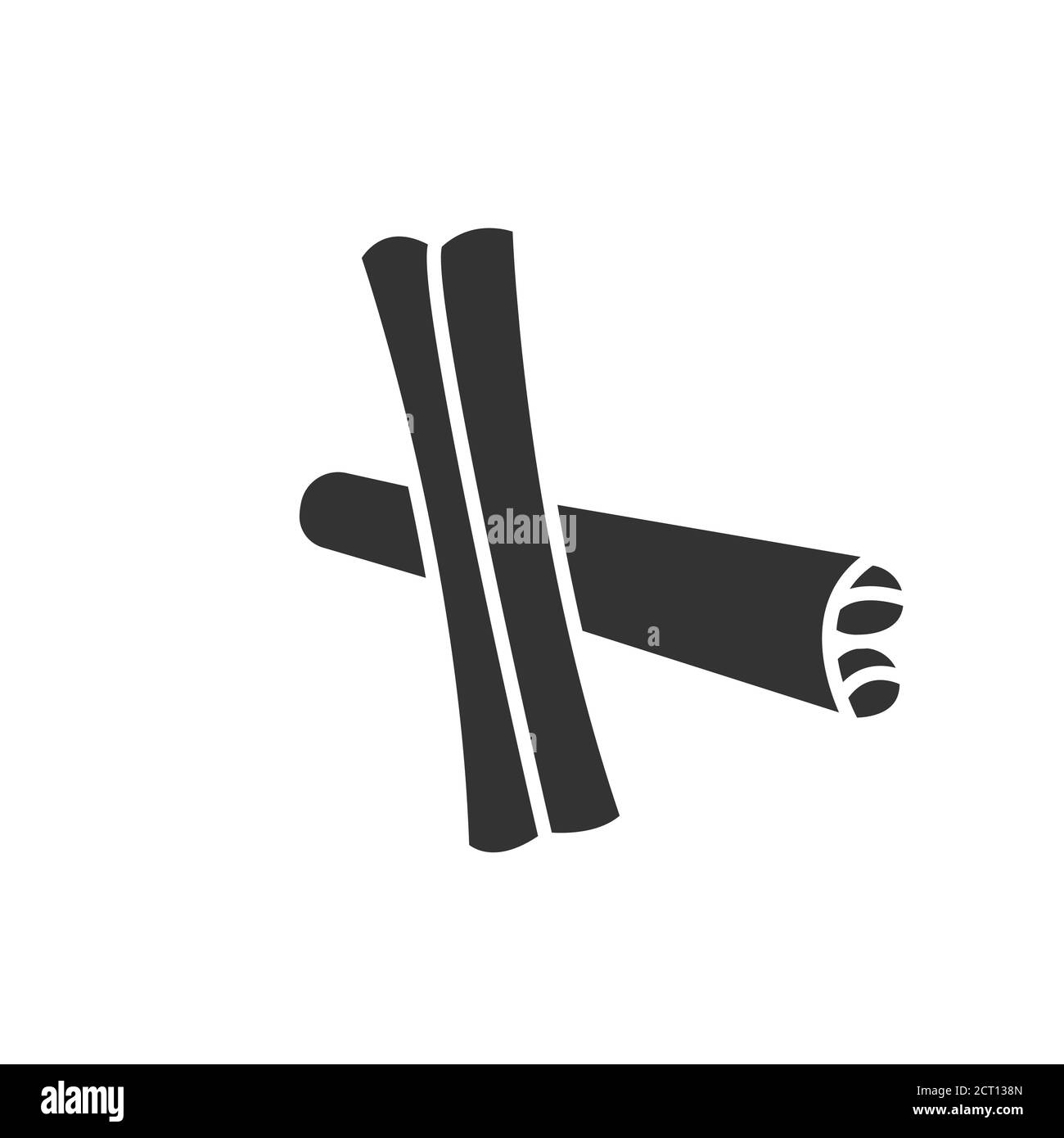 Gerollte Sticks von Zimt schwarzen Glyphen Symbol. Gewürzprodukt. Zutat zum Kochen. Stock Vektor