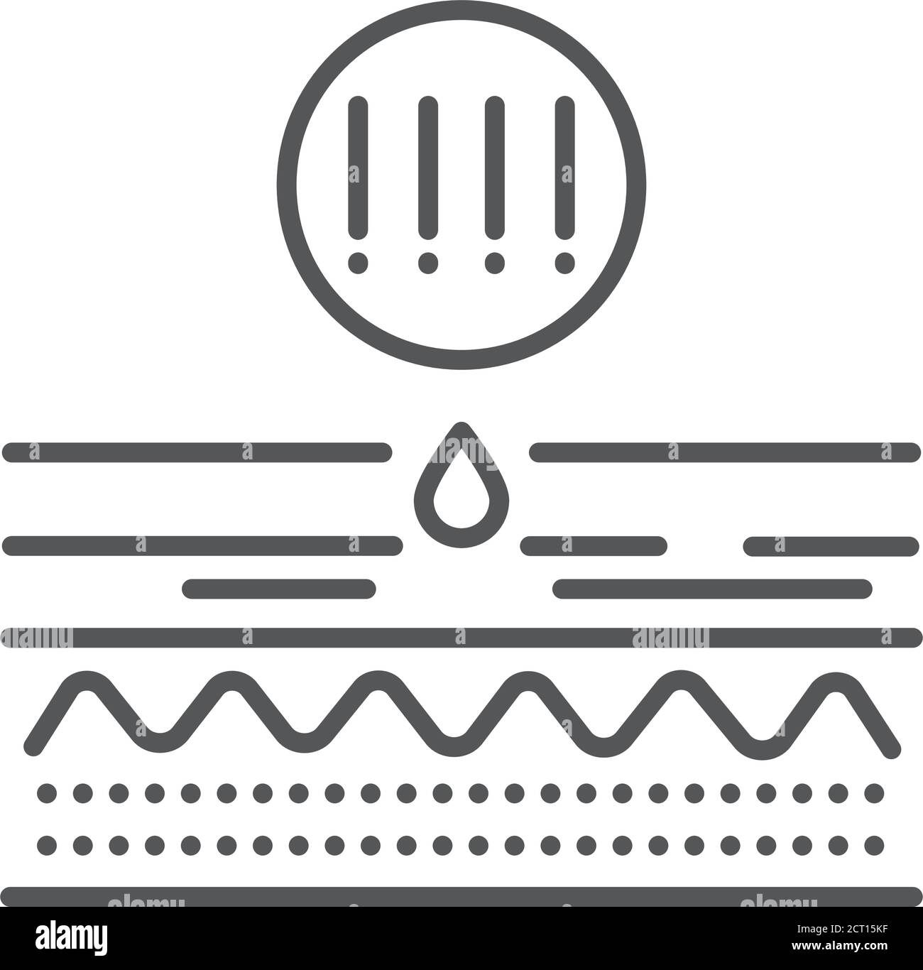 Hautebene mit einem schwarzen Punkt Linie schwarzes Symbol. Hautausschlag. Dermatologische Erkrankungen. Juckende Stellen. Registrieren Sie sich für Webseite, mobile App, Schaltfläche, Logo Stock Vektor