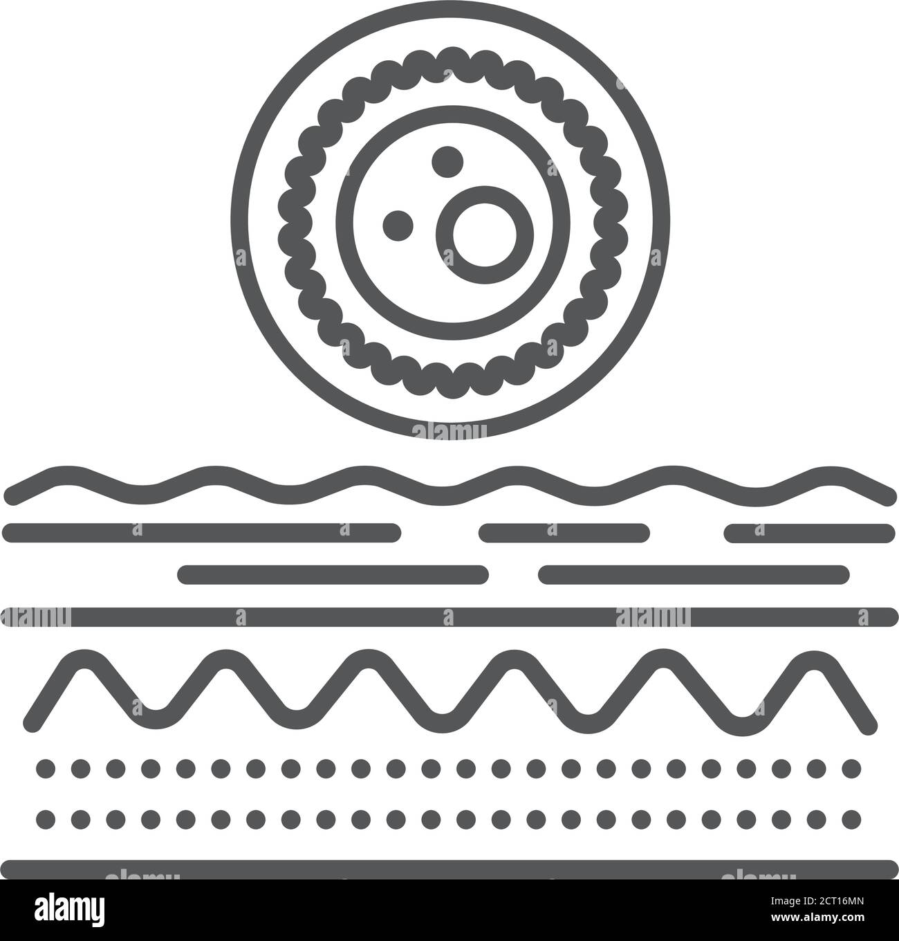 Symbol für die Linienfarbe für virale Hautkrankheiten. Dermatologische Probleme. Registrieren Sie sich für Webseite, mobile App, Schaltfläche, Logo. Vektor isoliertes Element. Bearbeitbare Kontur. Stock Vektor