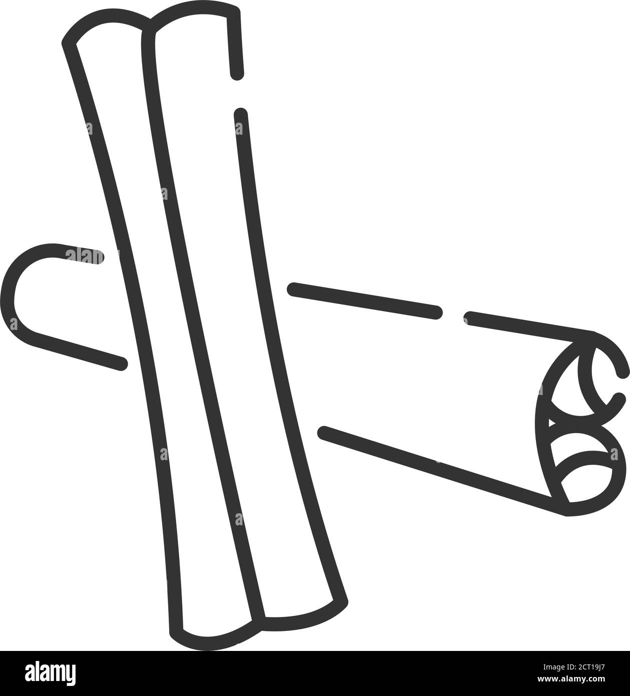 Gerollte Sticks von Zimt schwarze Linie Symbol. Gewürzprodukt. Zutat zum Kochen. Stock Vektor