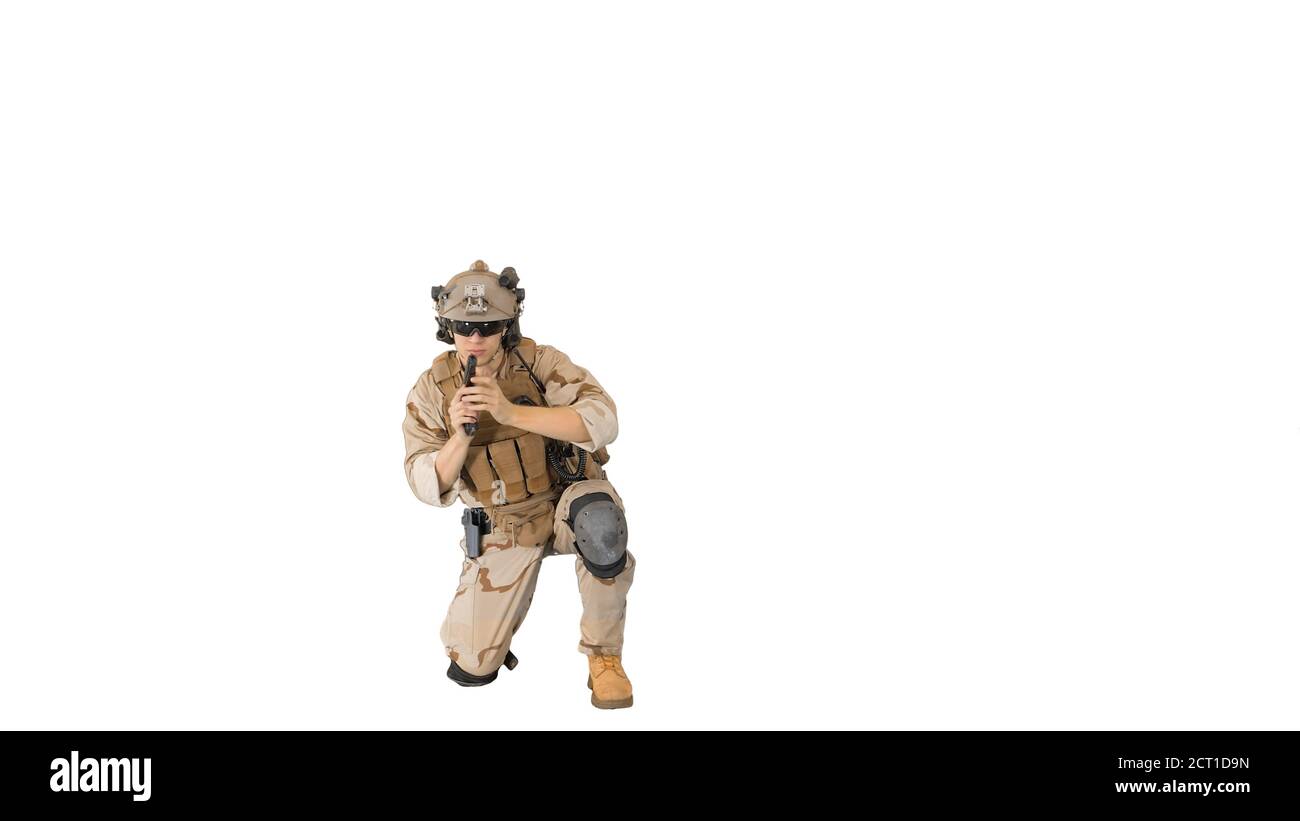 Moderner Soldat, Gegen-Terrorist Kader Kämpfer Schießen mit einem Stockfoto