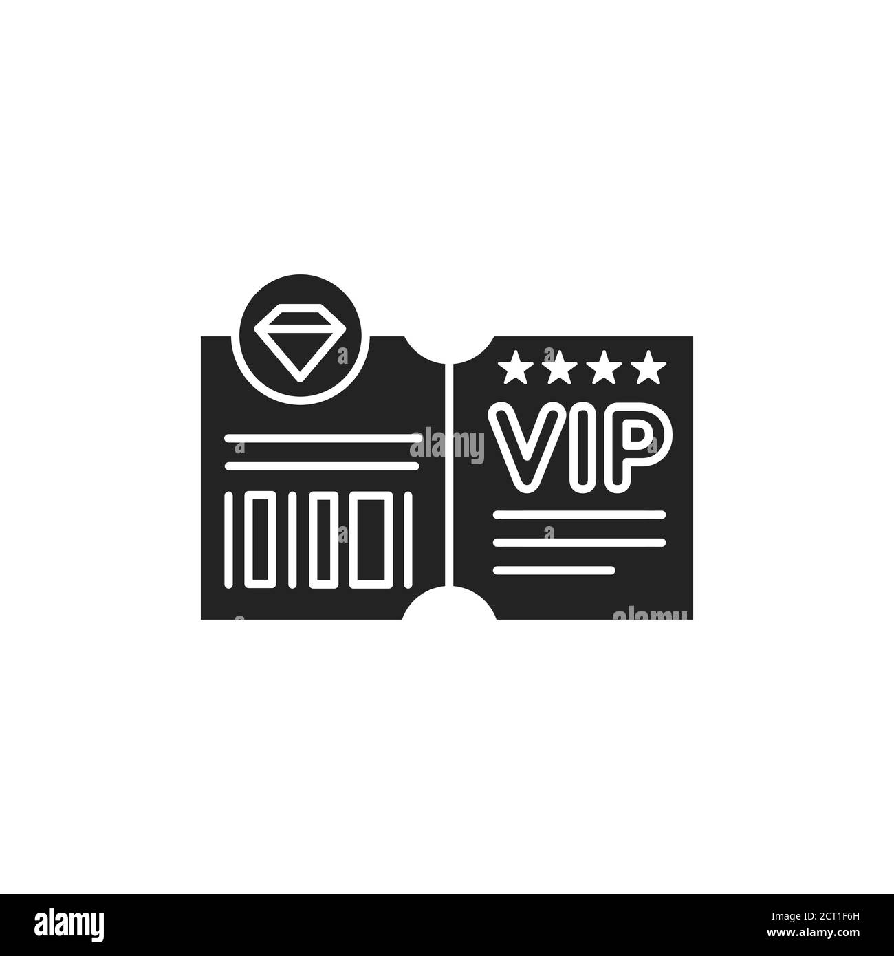 VIP-Ticket Glyphe schwarzes Symbol. Exklusives Logo für Kundenprivilegien im Internet. Premium-Karte für Konzert, Kino, Film, Party, Event, Tanz, Festival-Taste für Stock Vektor