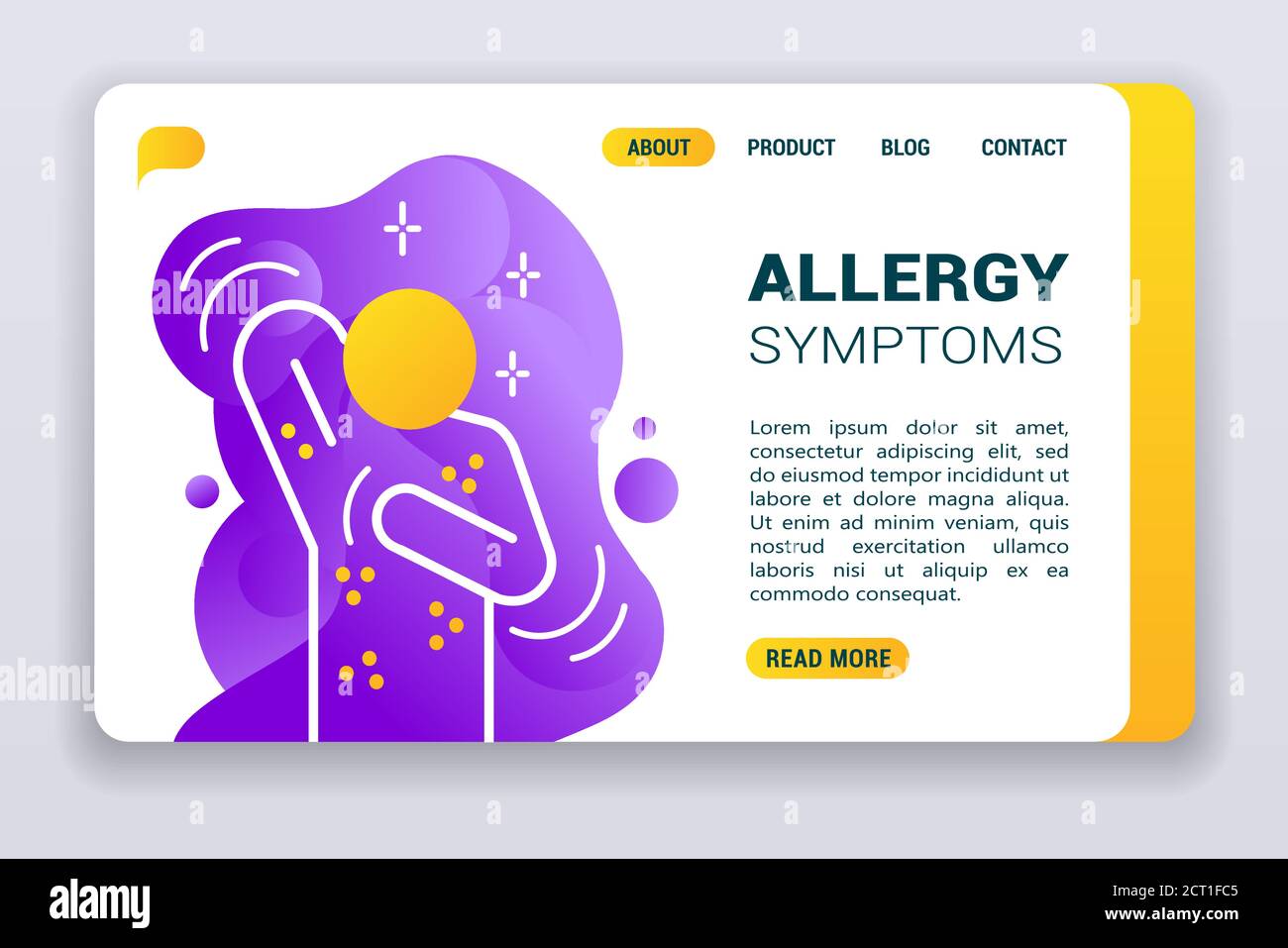 Webbanner zu Allergiesymptomen. UI UX GUI-VORLAGE. Stock Vektor