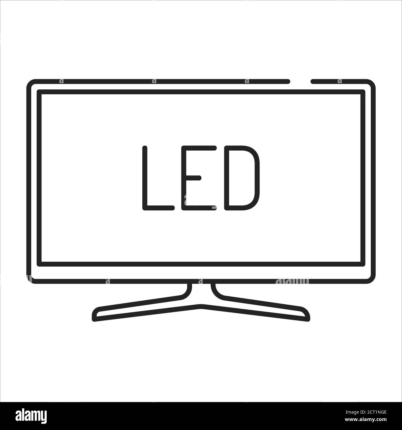 LED-TV-Display mit schwarzer Linie. Full High Definition. LCD-Fernseher mit LED-Hintergrundbeleuchtung. Piktogramm für Webseite, mobile App, Promo. Bearbeitbare Kontur. Stock Vektor