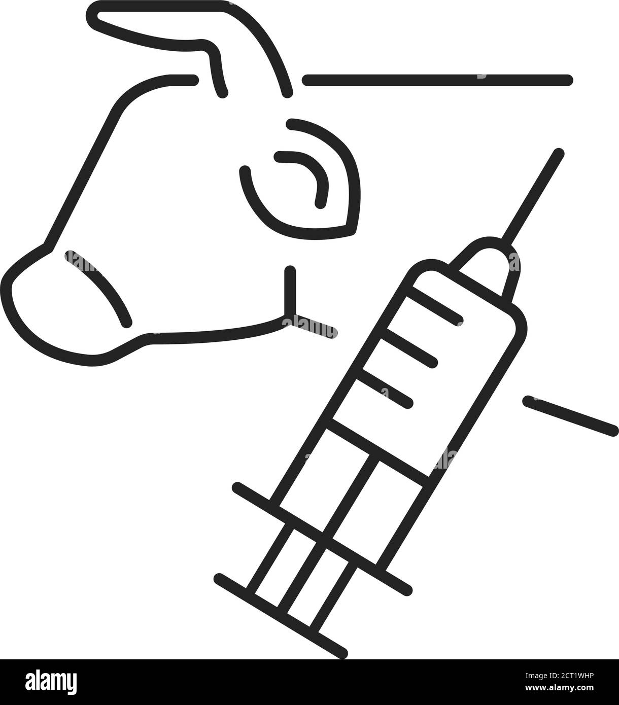 Symbol für schwarze Linie für Stammzellbiopsie. Mit Extraktion von Probenzellen oder Gewebe der Kuh. Piktogramm für Webseite, mobile App, Promo. UI UX GUI DESIGN Stock Vektor