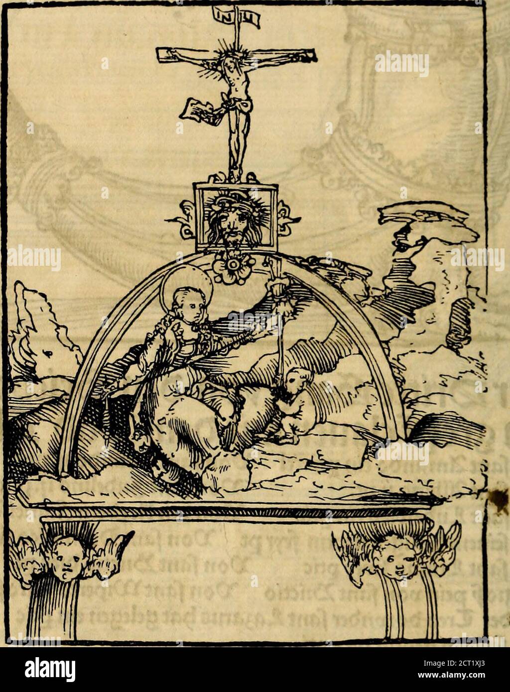 . Wittemberger Heiligthumsbuch . ^cr dritte ßang ron ocn ßccbtigem£in grcifff claucn with ocm :ßilp 2^bomc ■^011 faitt 2(manbo m gtidcl t^ort f^ttt 2(buitbo q.ptic. Tooii fant 2tlbmo q ßt. t)ott fart JNT&gt;chrto i £t&gt;ewico ein ßtic von bcrt Hey t&gt;erti Jmrtcifa « ßtt. X5ort föiiem ^Iigm gepait fcfvßt X)ori fartt2&gt;omico fwcy ßtic l?or? (ant ileumo firey gtic X)oii (ANT Änctio ^ify ßt ISM g:op pari von (änt Äiictto JOott fant XVipen^ ] grof parttcfd li^on bcr trcp bd:t&gt;rtber fon feyitem gepetrt bte^ ßtt, von fyaupt dn gt ^on fhrtrt bo ucc^4tery. ^Öi Stockfoto