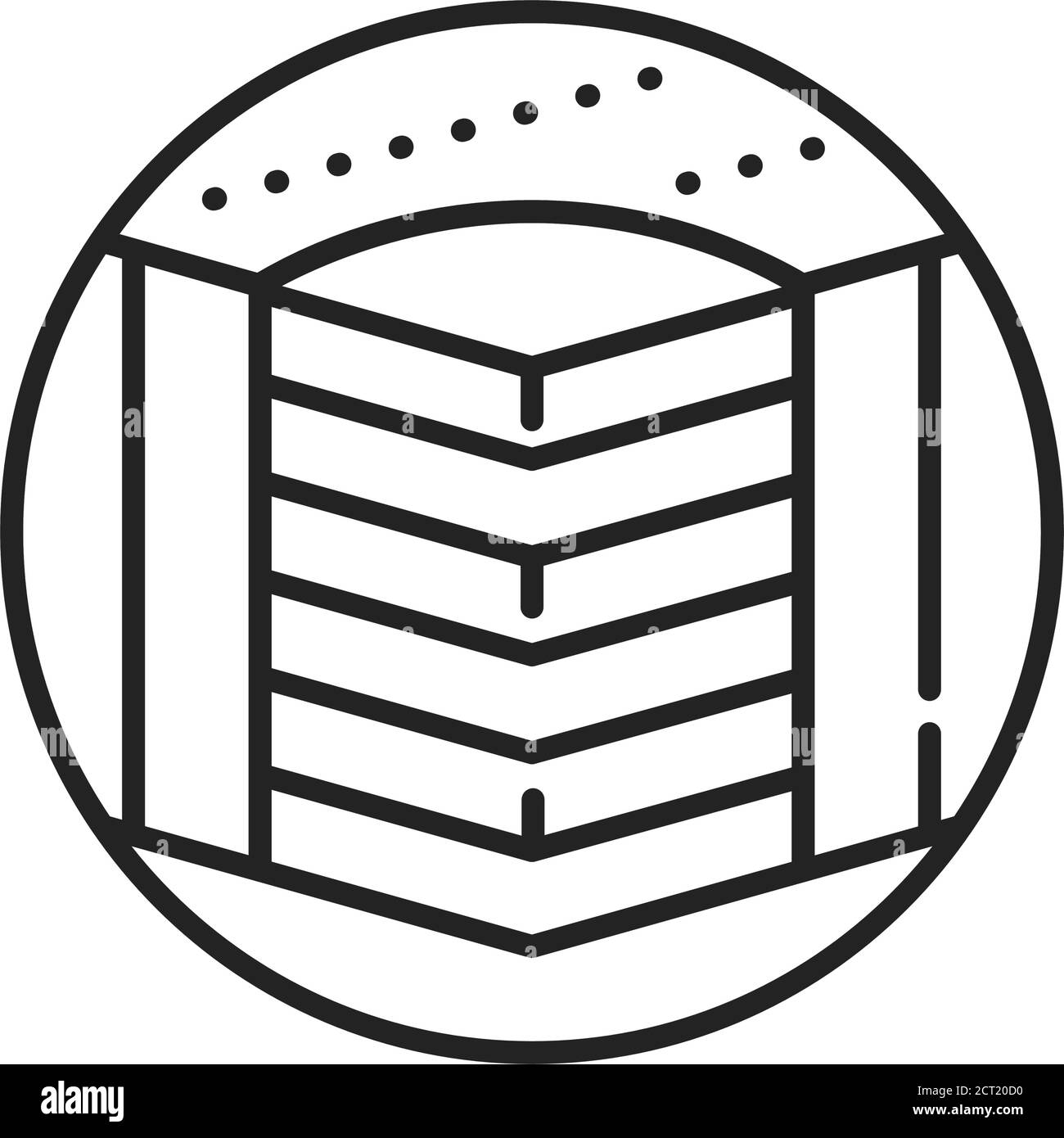 Symbol für federlose Matratze mit schwarzer Linie. Basierend auf monolithischen oder Satzblöcken. Piktogramm für Webseite, mobile App, Promo. UI UX GUI DESIGN Stock Vektor