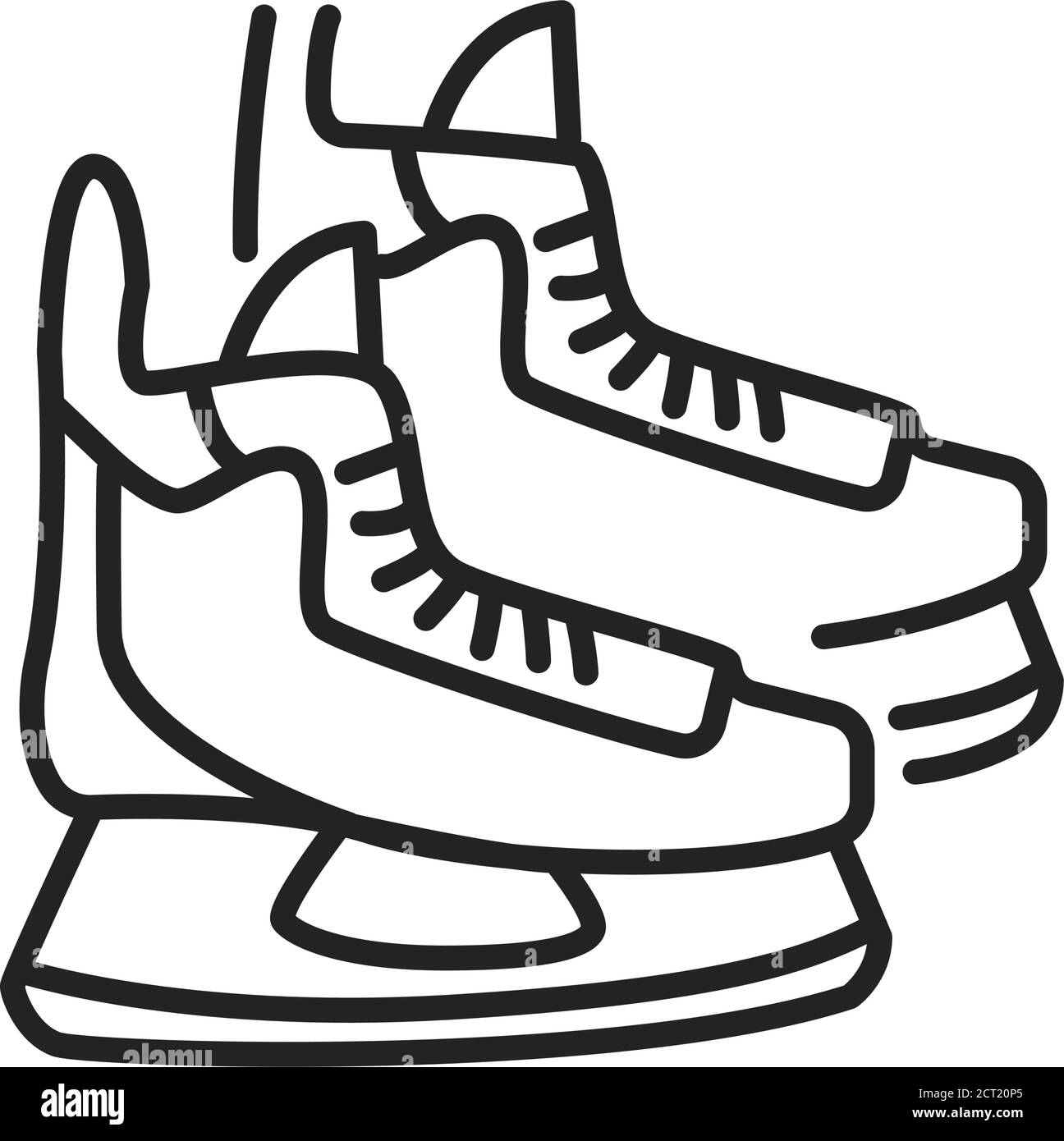 Eiskunstlauf schwarze Linie Symbol auf weißem Hintergrund. Extremsport. Schlittschuhlaufen und Stunts auf Eis. Schlittschuhlaufen. Piktogramm für Webseite, mobile App, Promo Stock Vektor