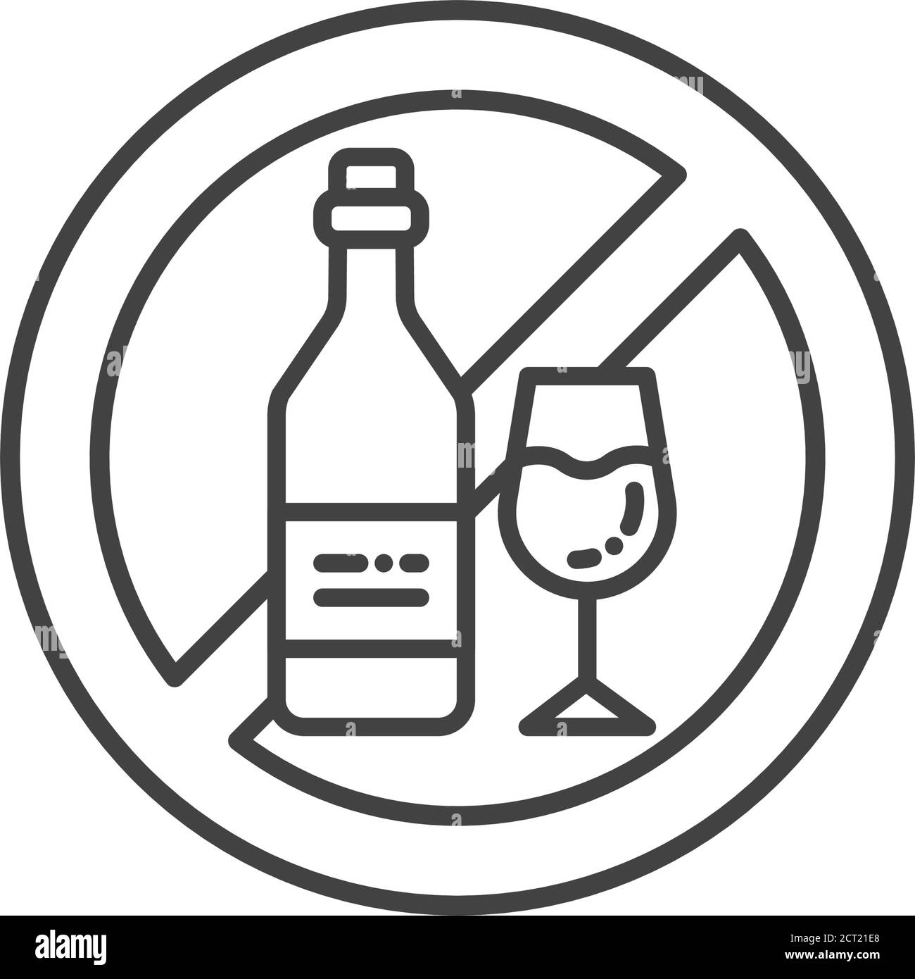 Symbol für die Linienfarbe der Alkoholallergie. Unverträglichkeit von Getränken. Ohne Alkohol, nüchtern. Gesunder Lebensstil. Registrieren Sie sich für Webseite, mobile App, Schaltfläche, Logo. Stock Vektor