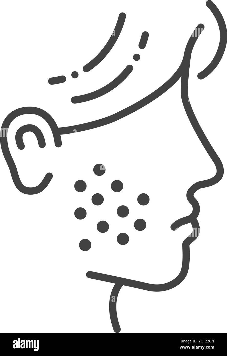 Allergiesymptome Linie schwarzes Symbol. Hautausschlag. Dermatologische Erkrankungen. Juckende Flecken im Gesicht. Registrieren Sie sich für Webseite, mobile App, Schaltfläche, Logo. Vektor Stock Vektor