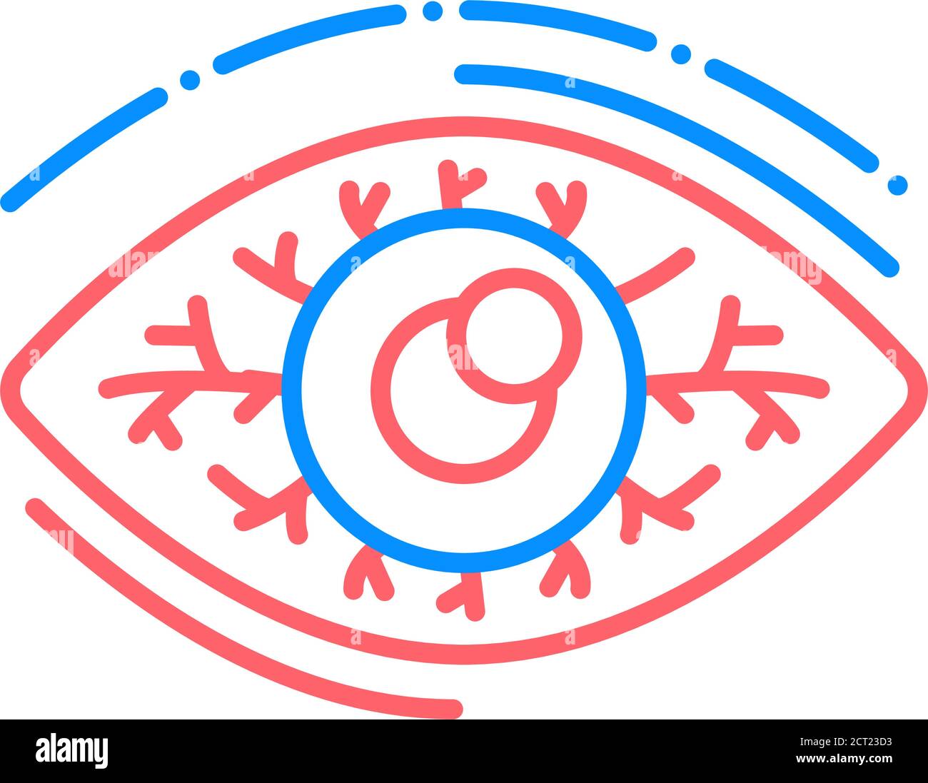 Symbol für die Linienfarbe der Augenentzündung. Infektionskrankheiten. Konjunktivitis. Allergiesymptome. Registrieren Sie sich für Webseite, mobile App, Schaltfläche, Logo. Stock Vektor
