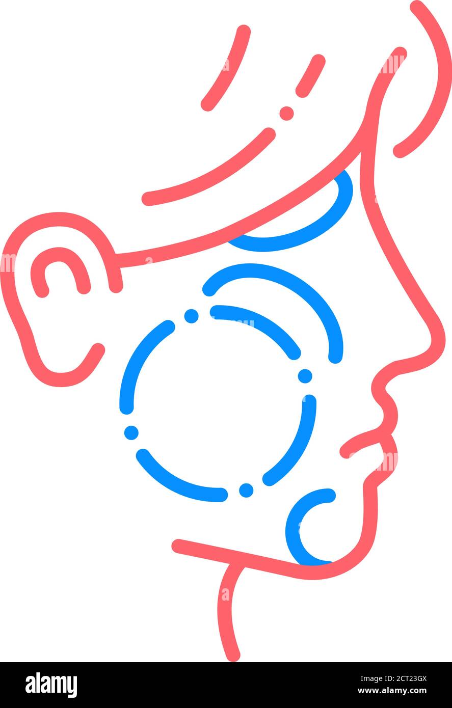 Symbol für die Linienfarbe der Allergiesymptome. Schwellung des Gesichts. Spezifische Reaktion. Infektion, Krankheit. Registrieren Sie sich für Webseite, mobile App, Schaltfläche, Logo. Stock Vektor