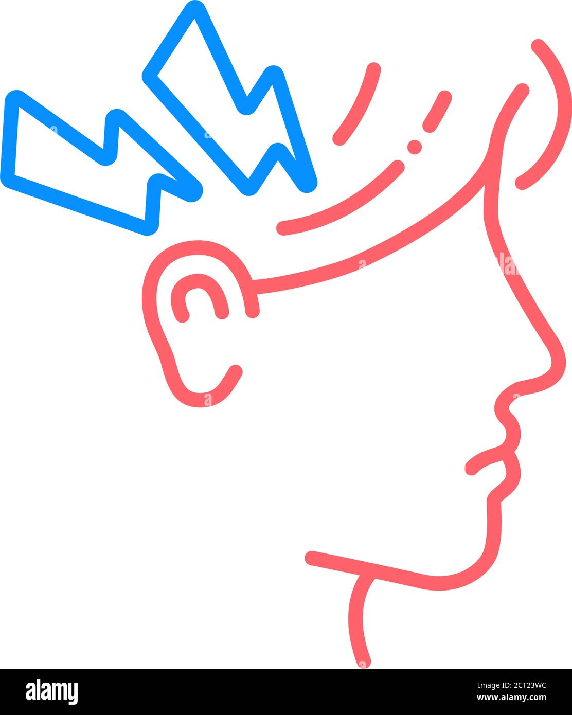 Symbol für die Linienfarbe der Allergiesymptome. Kopfschmerz-Konzept. Grippe, Krankheiten, Erkältungen, Symptome. Registrieren Sie sich für Webseite, mobile App, Schaltfläche, Logo. Stock Vektor