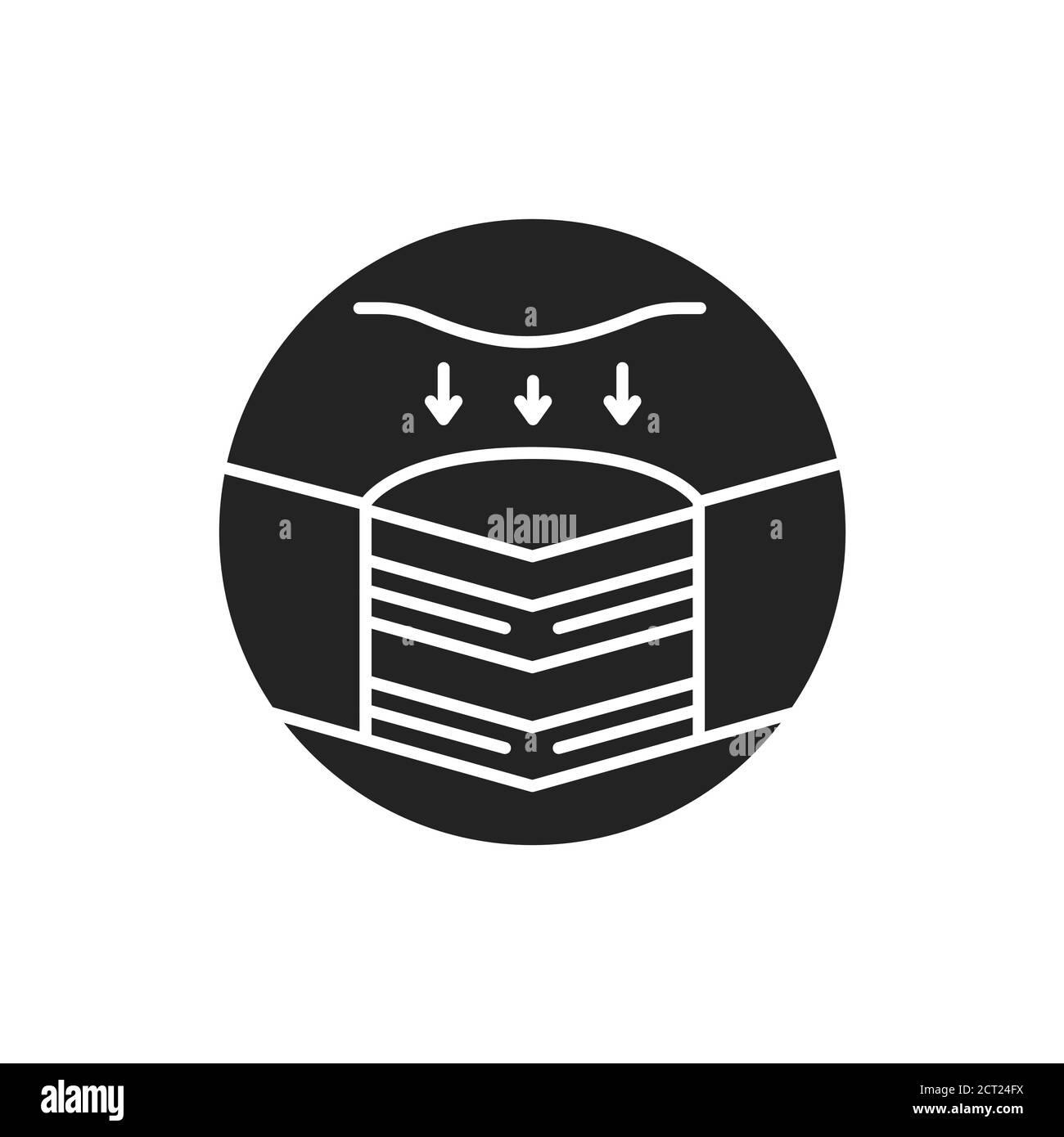 Memory Foam Bett Matratze schwarz Glyph Symbol. Ändert die Form, wenn Druck ausgeübt wird. Piktogramm für Webseite, mobile App, Promo. UI UX GUI Design Element Stock Vektor