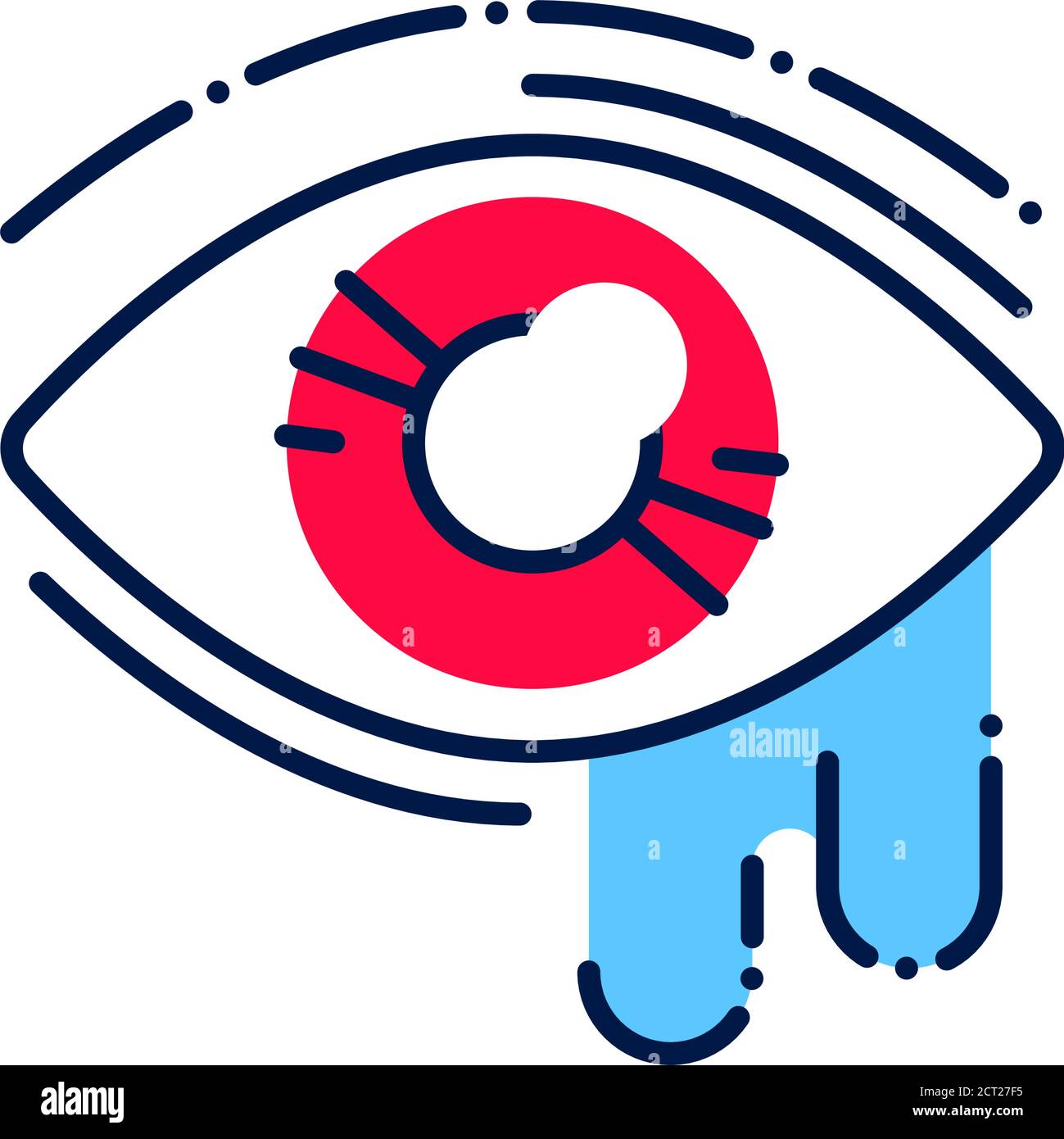 Symbol für die Linienfarbe der Konjunktivitis. Infektionskrankheiten. Augenentzündung. Allergiesymptome. Registrieren Sie sich für Webseite, mobile App, Schaltfläche, Logo. Stock Vektor