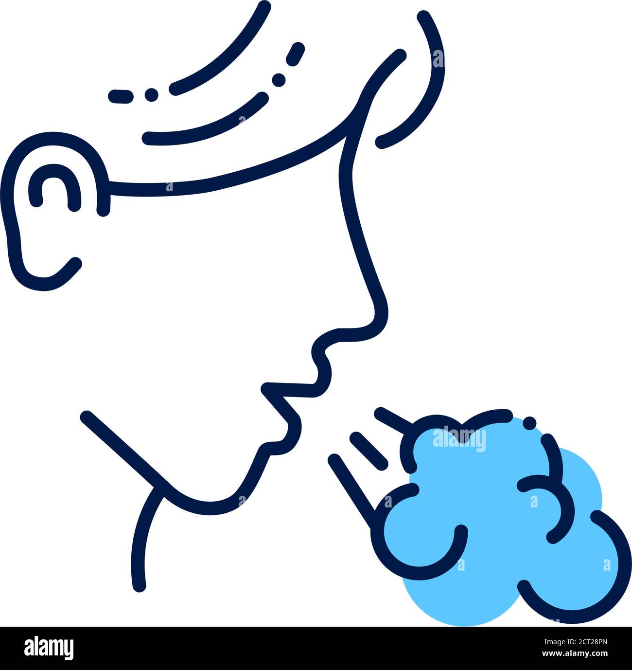 Symbol für die Linienfarbe der Allergiesymptome. Infektionskrankheiten, Erkältungen, Grippe, Husten. Registrieren Sie sich für Webseite, mobile App, Schaltfläche, Logo. Stock Vektor