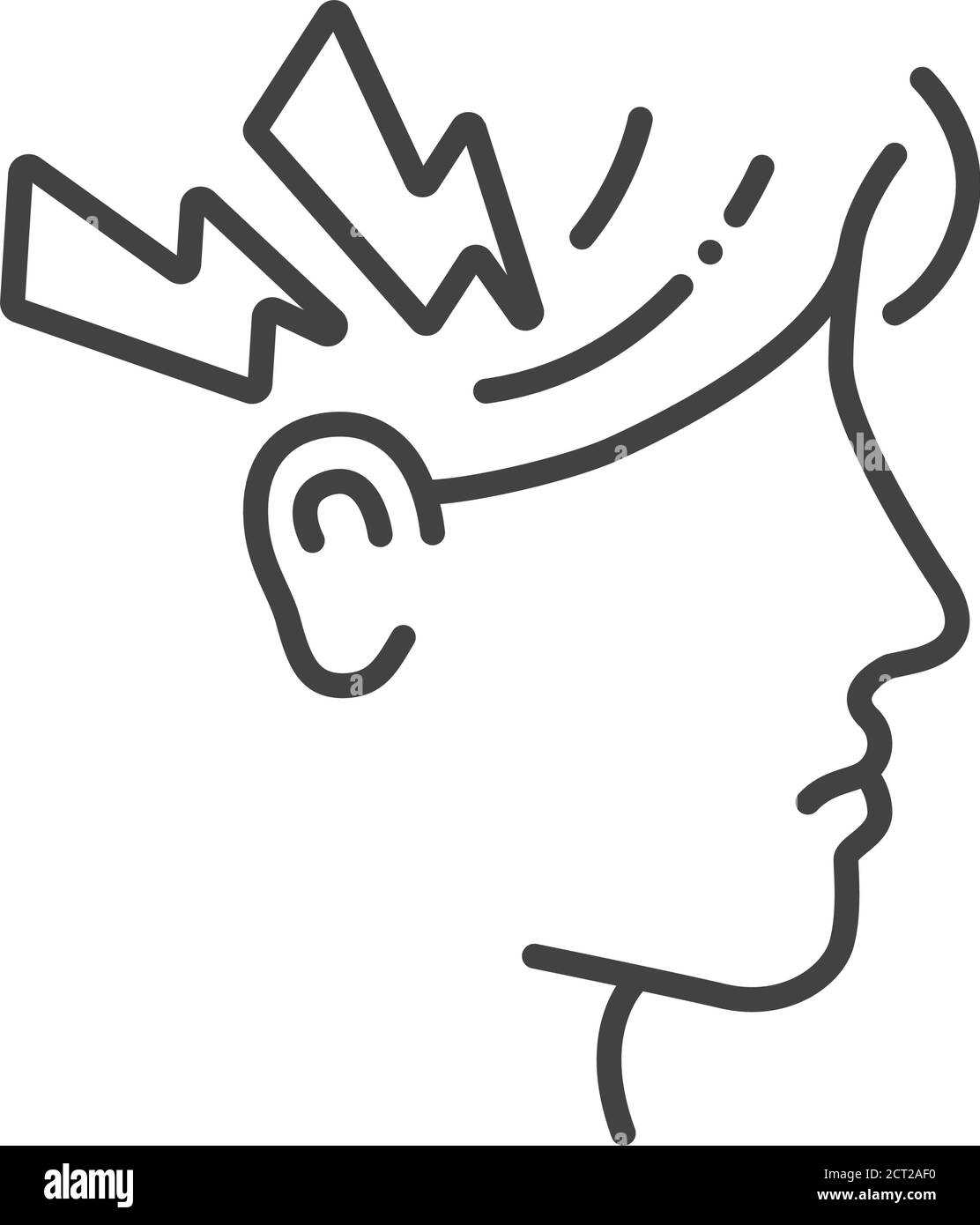 Allergiesymptome Linie schwarzes Symbol. Kopfschmerz-Konzept. Grippe, Krankheiten, Erkältungen, Symptome. Registrieren Sie sich für Webseite, mobile App, Schaltfläche, Logo. Vektor isoliert Stock Vektor