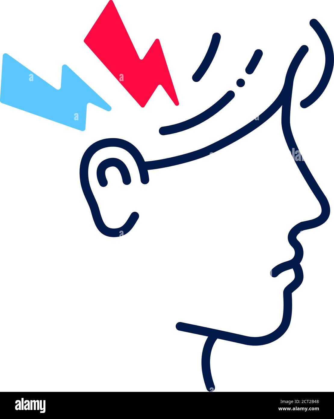 Symbol für die Linienfarbe der Allergiesymptome. Kopfschmerz-Konzept. Grippe, Krankheiten, Erkältungen, Symptome. Registrieren Sie sich für Webseite, mobile App, Schaltfläche, Logo. Stock Vektor