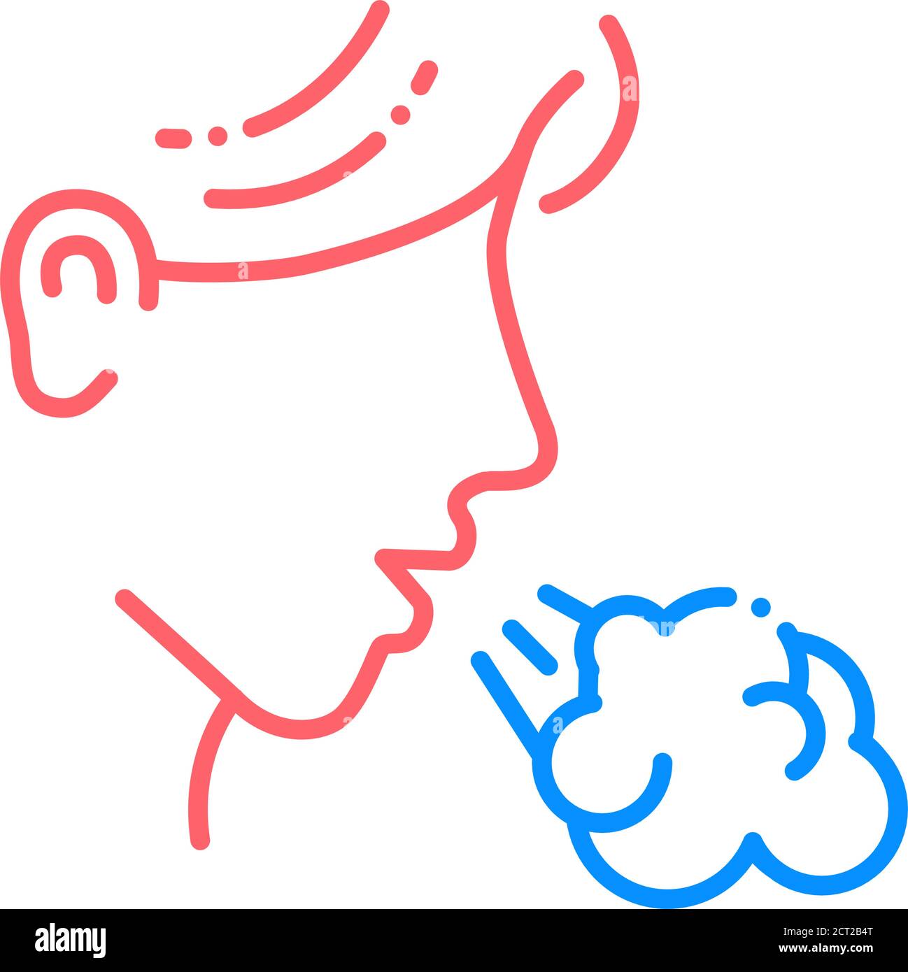 Symbol für die Linienfarbe der Allergiesymptome. Infektionskrankheiten, Erkältungen, Grippe, Husten. Registrieren Sie sich für Webseite, mobile App, Schaltfläche, Logo. Stock Vektor