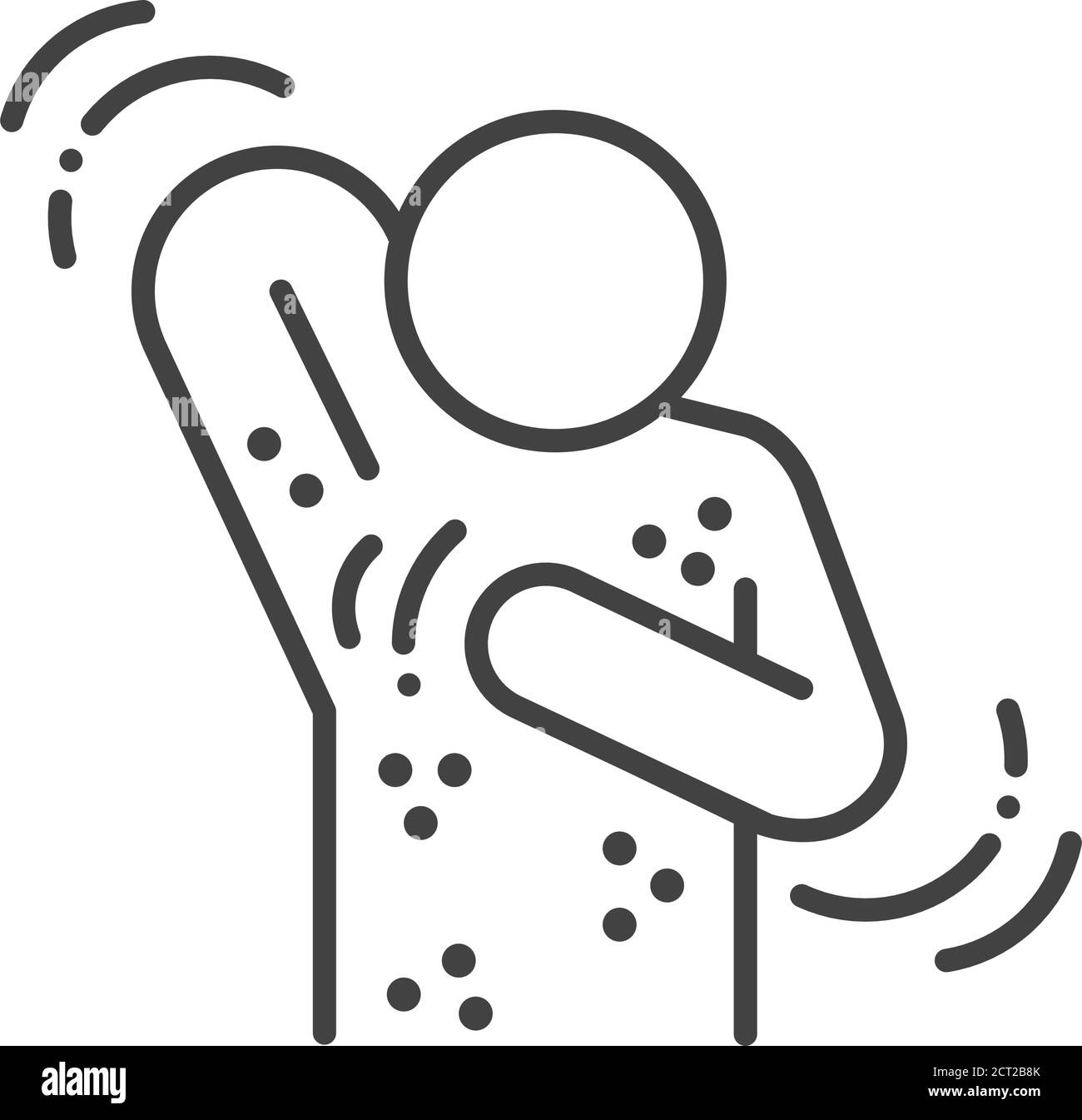 Allergiesymptome Linie schwarzes Symbol. Hautausschlag. Dermatologische Erkrankungen. Juckende Stellen am Körper. Registrieren Sie sich für Webseite, mobile App, Schaltfläche, Logo. Vektor Stock Vektor