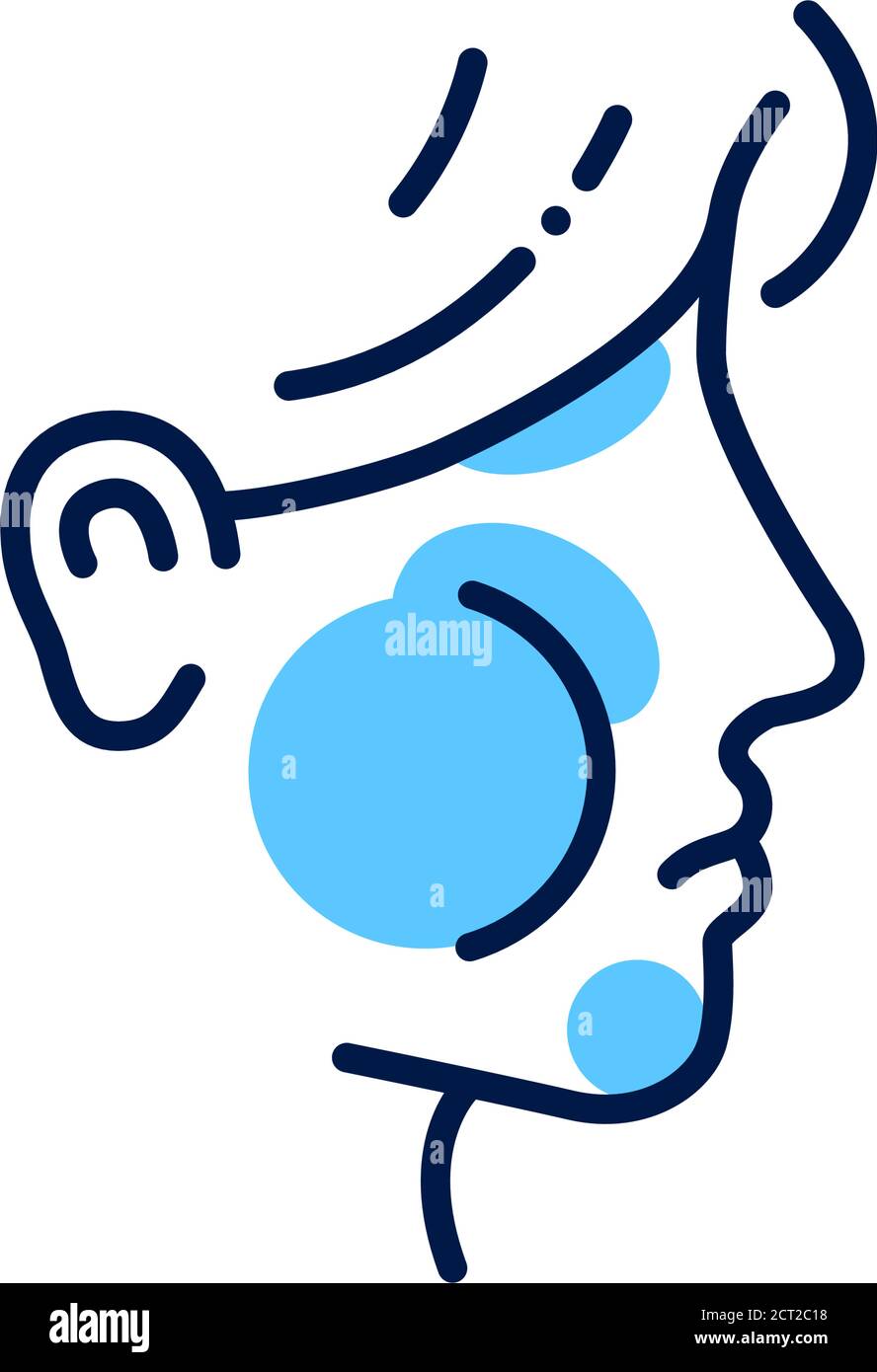 Symbol für die Linienfarbe der Allergiesymptome. Schwellung des Gesichts. Spezifische Reaktion. Infektion, Krankheit. Registrieren Sie sich für Webseite, mobile App, Schaltfläche, Logo. Stock Vektor