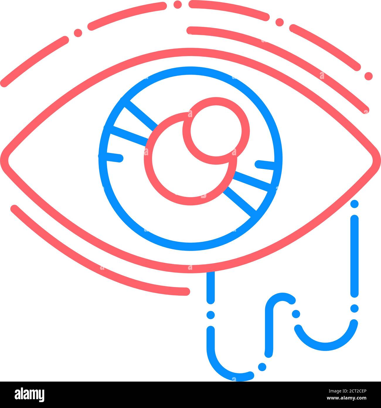 Symbol für die Linienfarbe der Konjunktivitis. Infektionskrankheiten. Augenentzündung. Allergiesymptome. Registrieren Sie sich für Webseite, mobile App, Schaltfläche, Logo. Stock Vektor