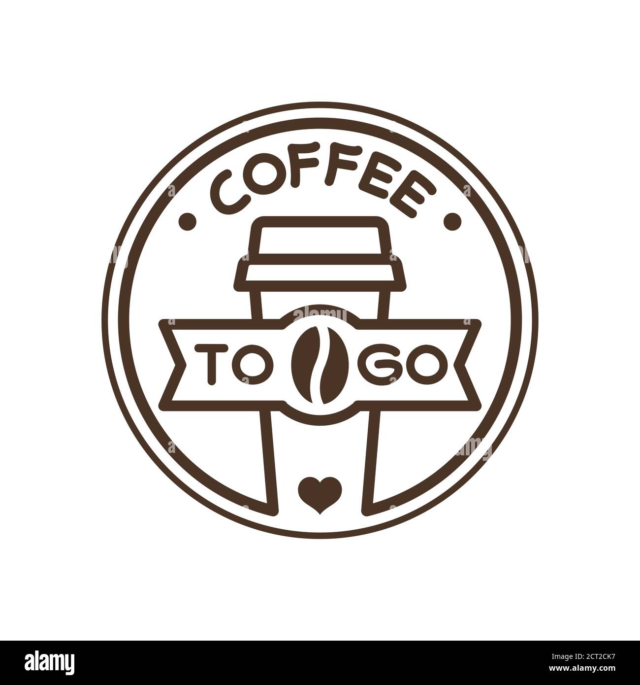 Kaffee zu gehen Etikett, Vektor-Symbol. Kaffee-Papiertasse zu gehen Abzeichen für Logo und Druck. Stock Vektor